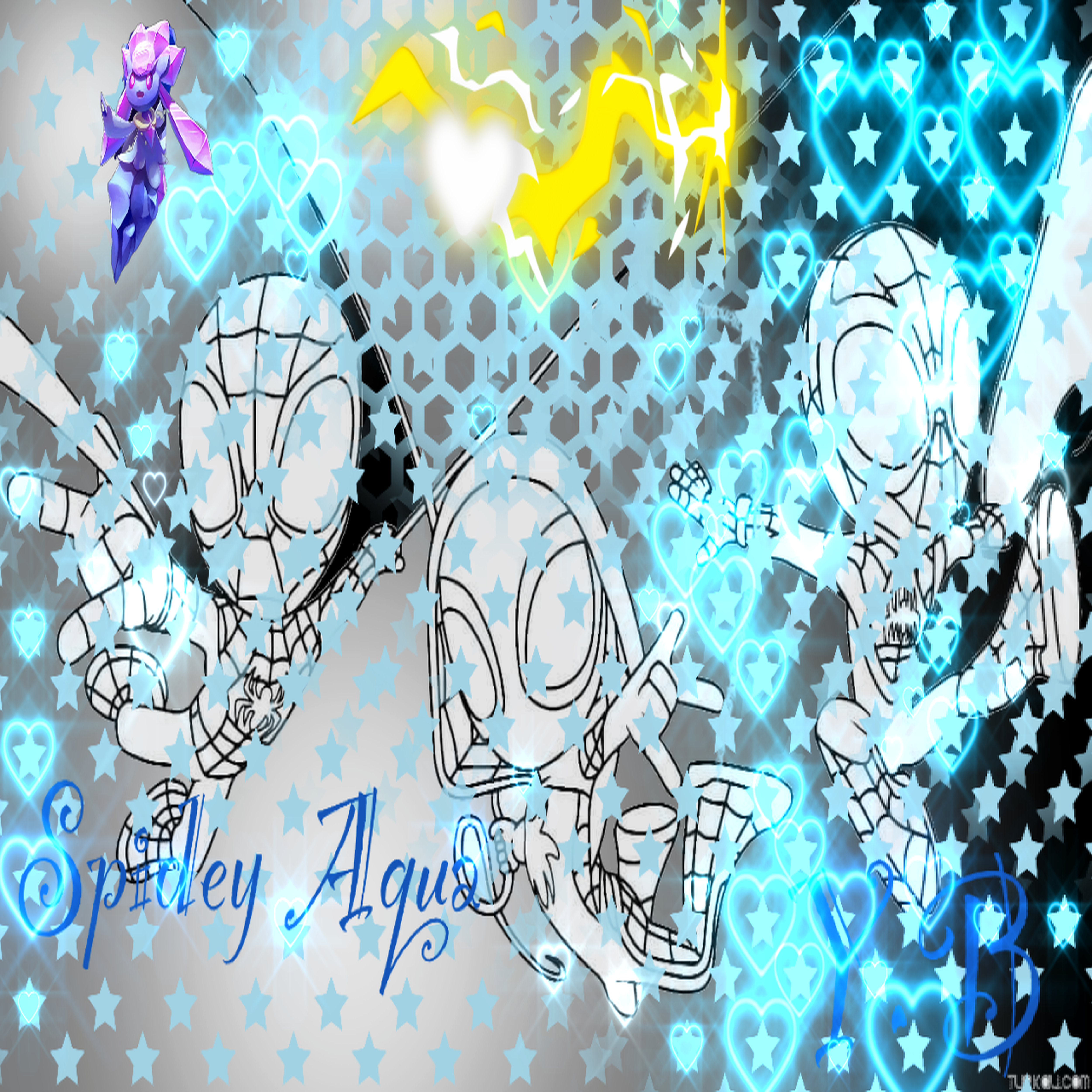 Spidey Aqua Y.B ice tea artwork