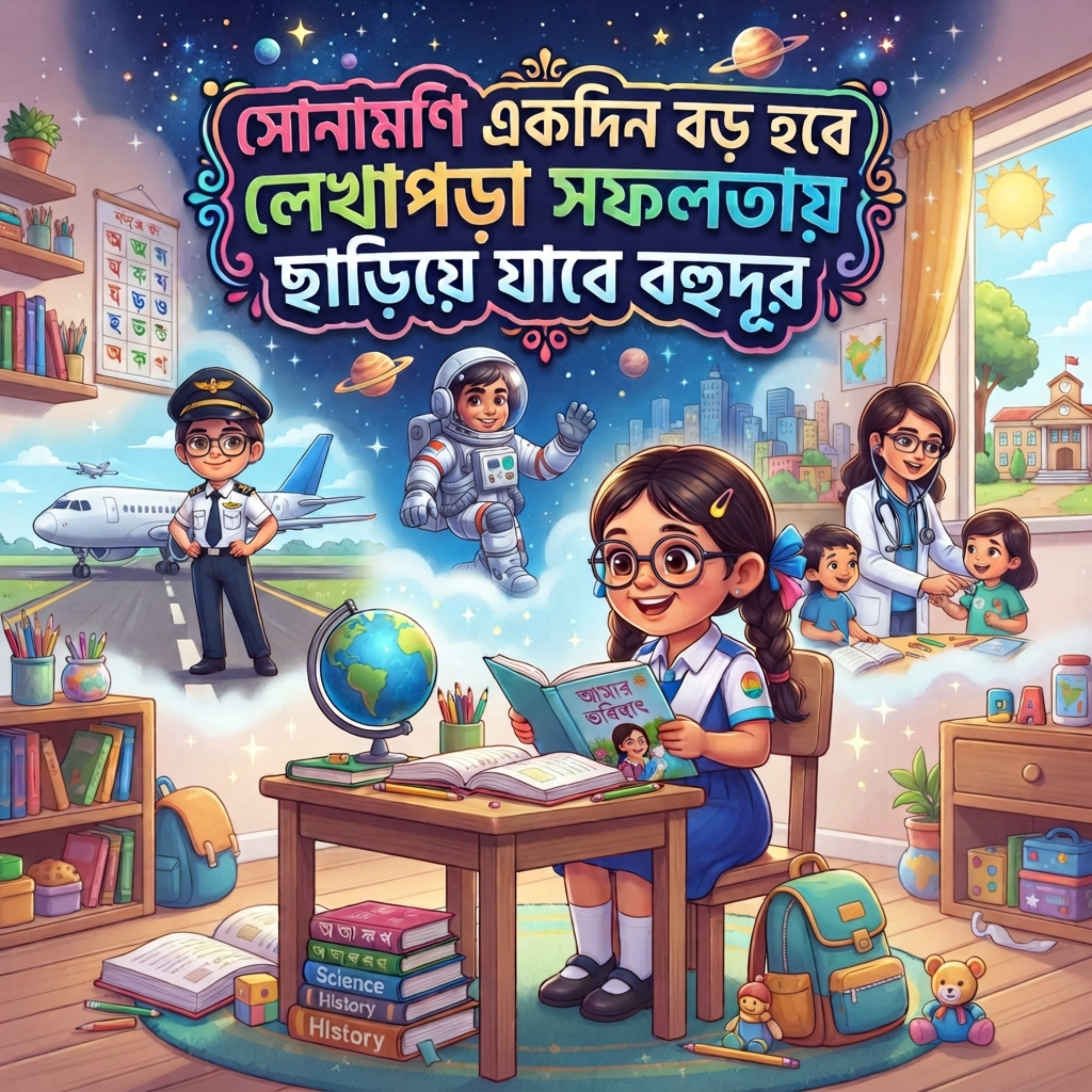 সোনামণি একদিন বড় হবে লেখাপড়া সফলতায় ছাড়িয়ে যাবে বহুদূর Sonamoni Ekdin Boro Hobe Lekhapora Sofolotay Chariye Jabe Bohudur by Mubin TusHar cover art