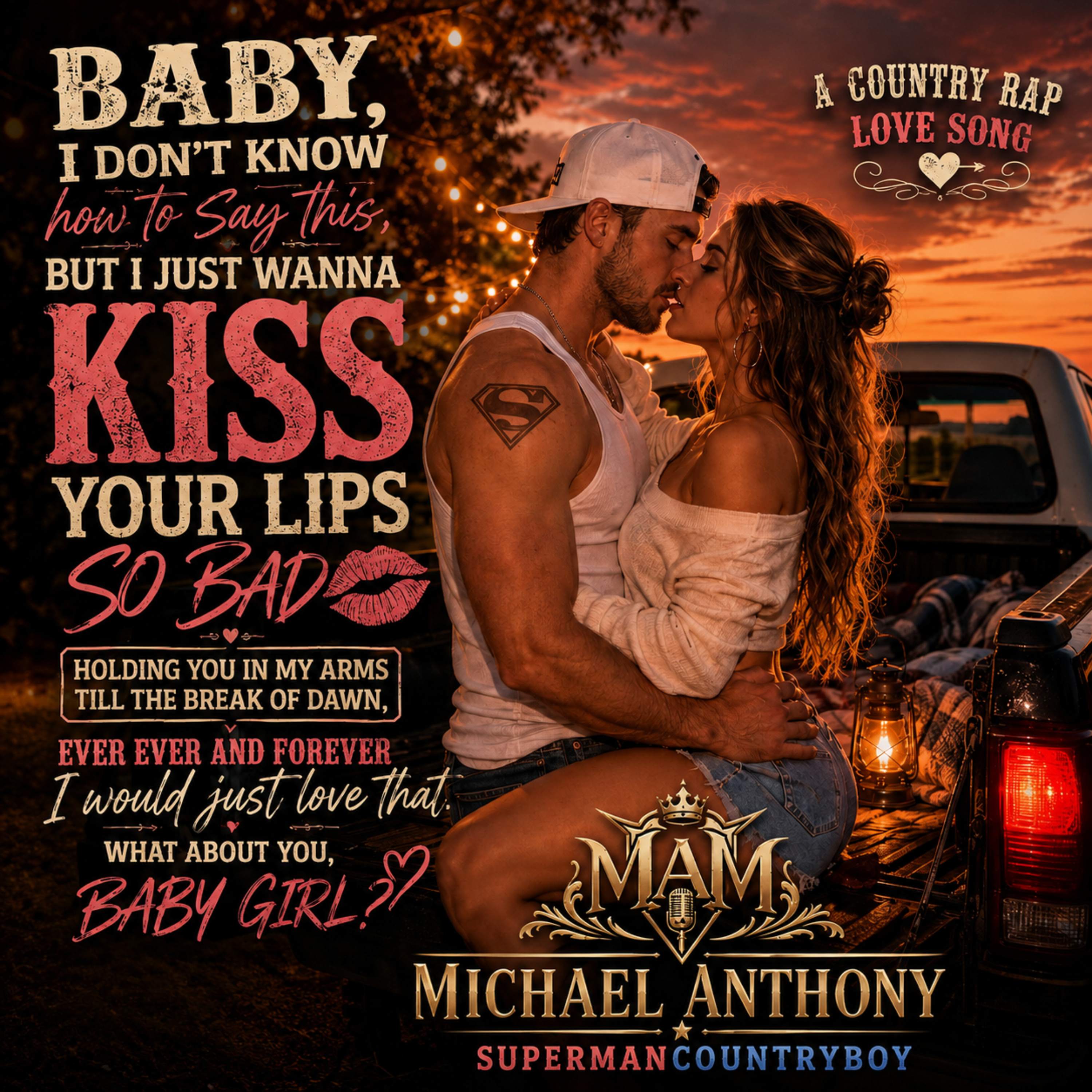 Baby, I Don’t Know How To Say This, But I Just Wanna Kiss Your Lips So Bad by Michael Anthony SupermanCountryboy cover art
