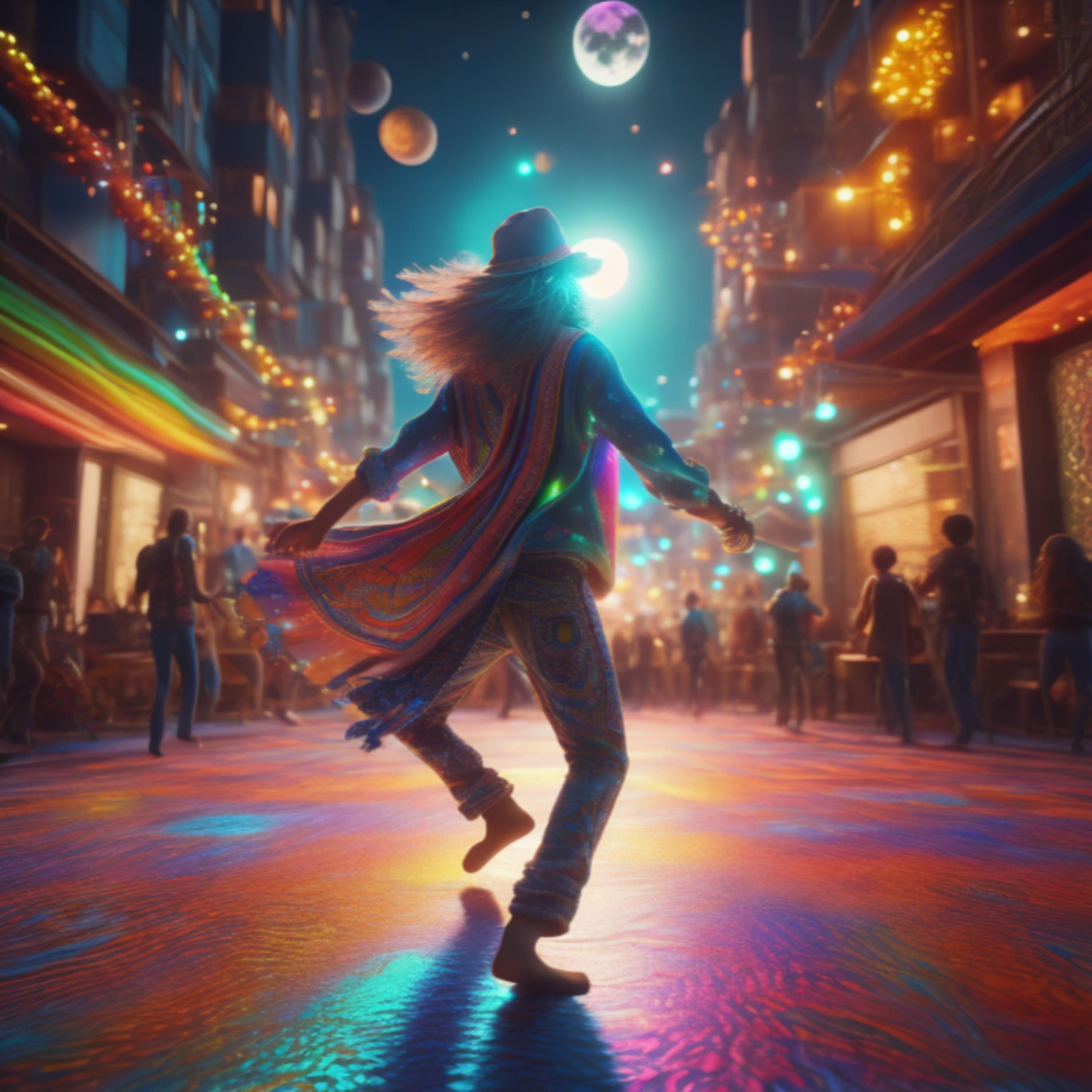 Hippie dancing in the moonlight artwork