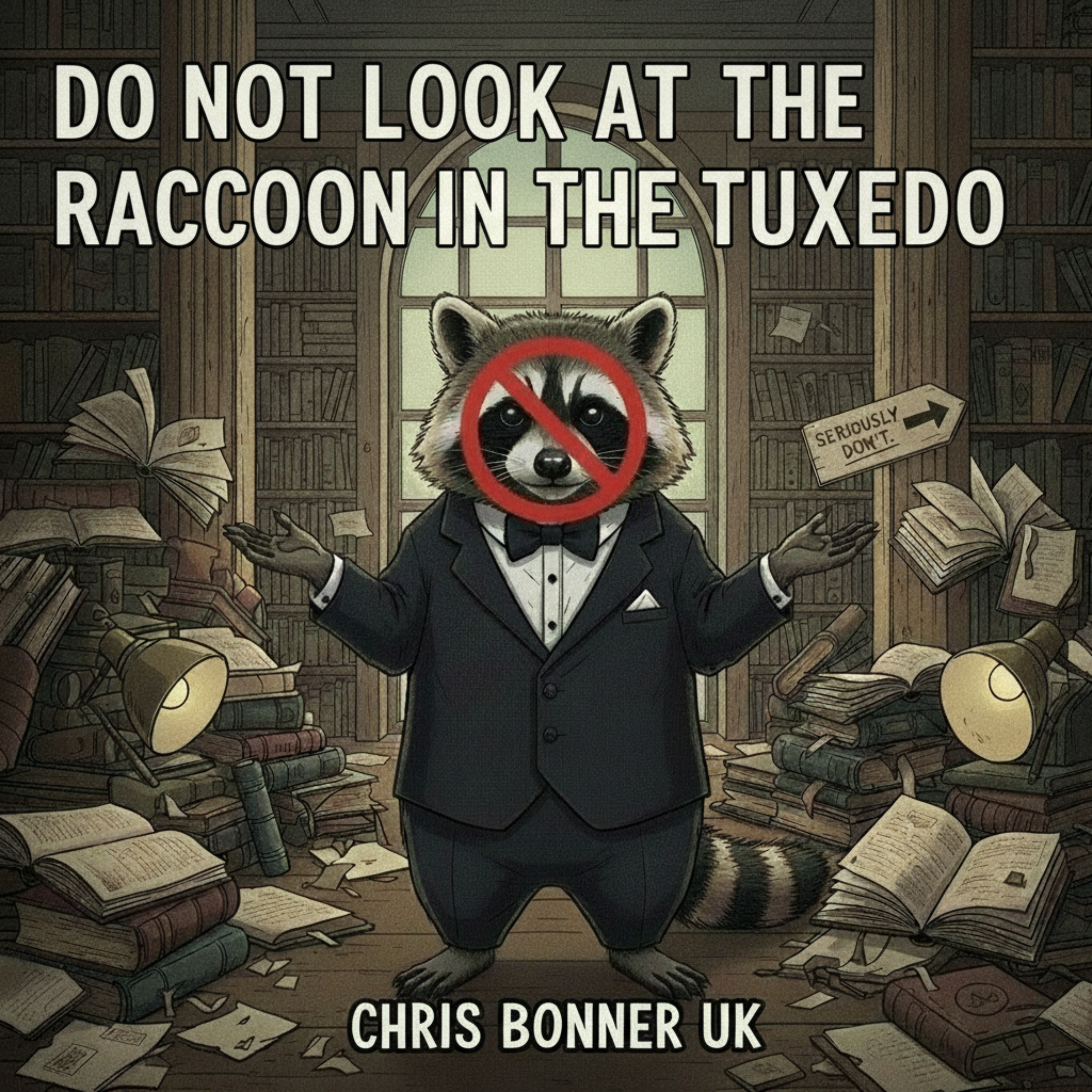 Do Not Look At The Raccoon In The Tuxedo by Chris Bonner UK cover art