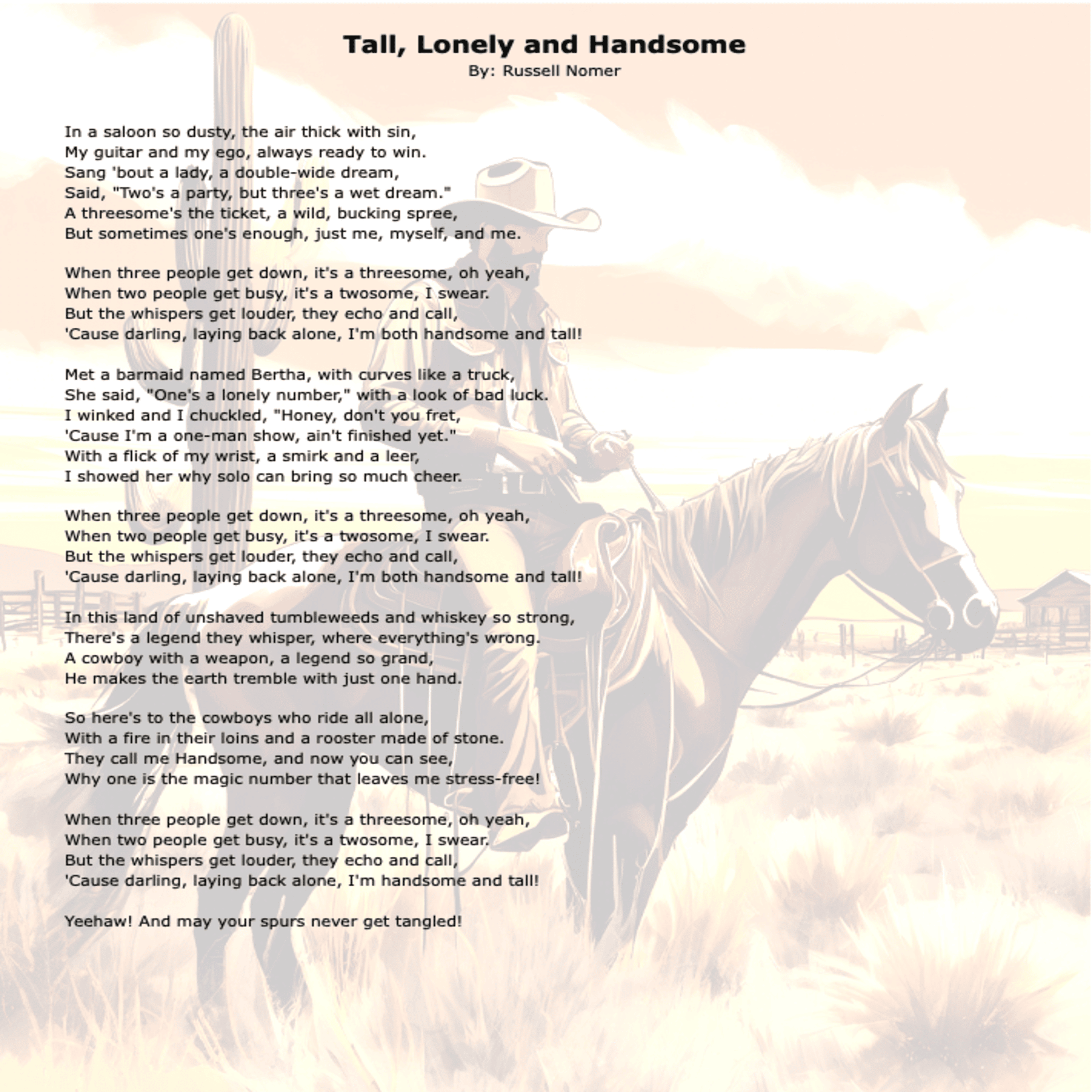 Tall, Lonely and Handsome artwork