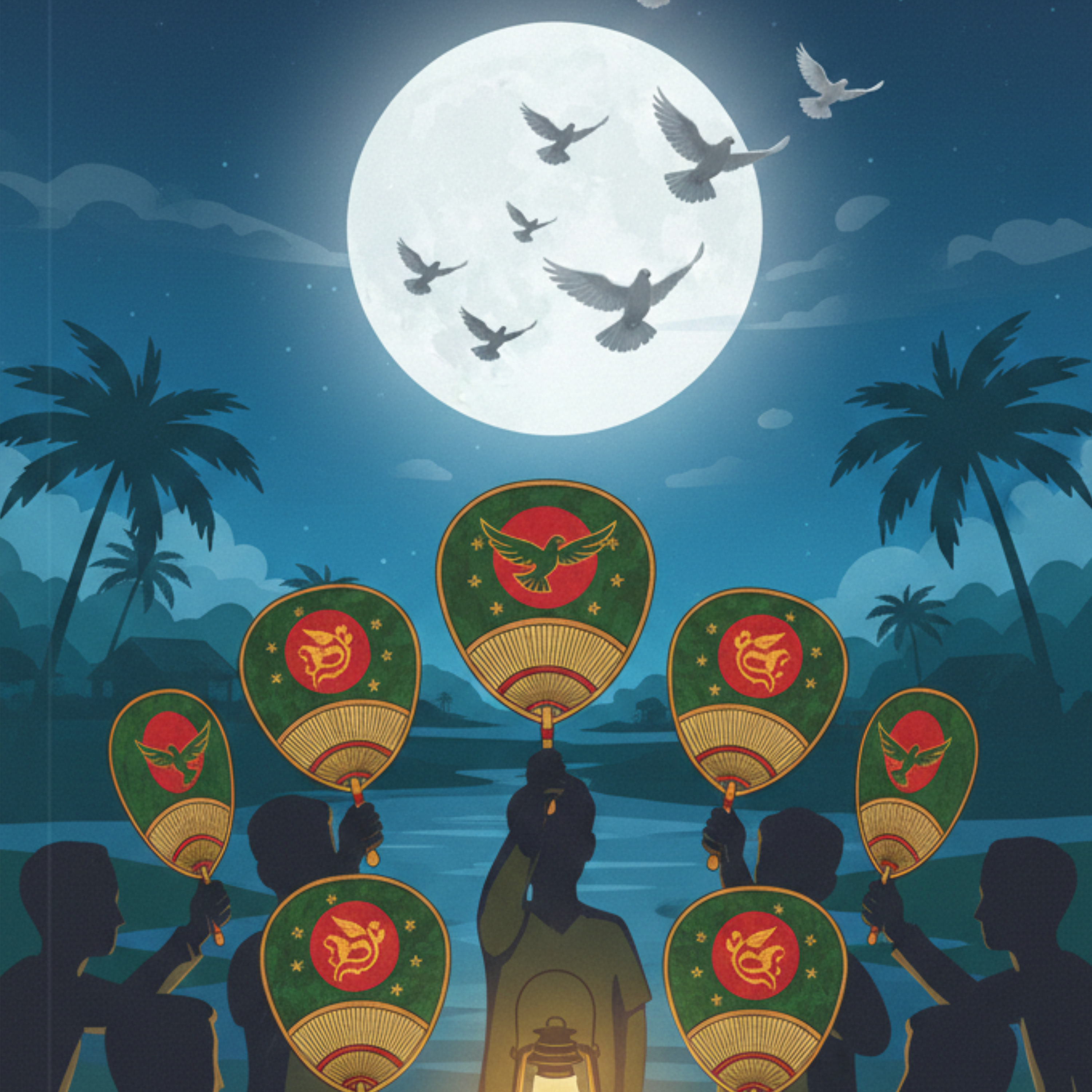 রক্তিম সূর্য ও বিজয়ের হাতপাখা artwork