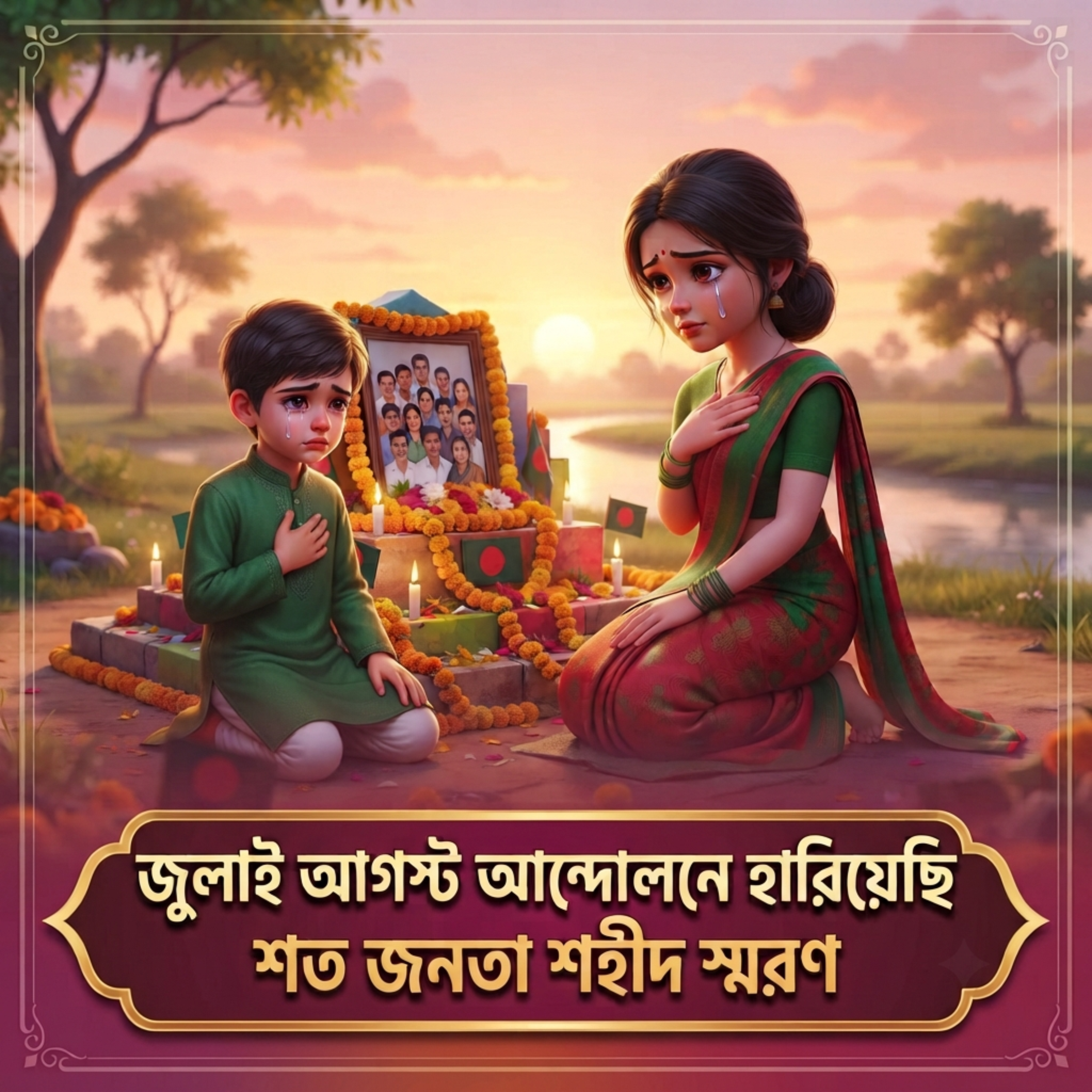 জুলাই আগস্ট আন্দোলনে হারিয়েছি শত জনতা শহীদ স্মরণ July August Andolone Hariyechi Shoto Jonota Shohid Shoron by Mubin TusHar cover art