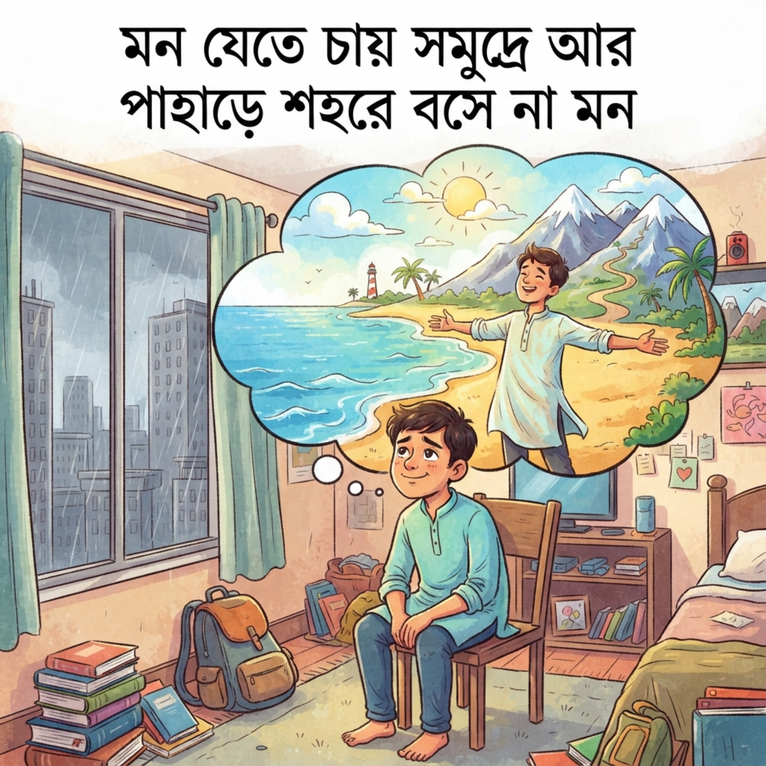 মন যেতে চায় সমুদ্রে আর পাহাড়ে শহরে বসে না মন (Mon Jete Chay Shomudre Ar Pahare Shohore Boshe Na Mon) by Mubin TusHar cover art