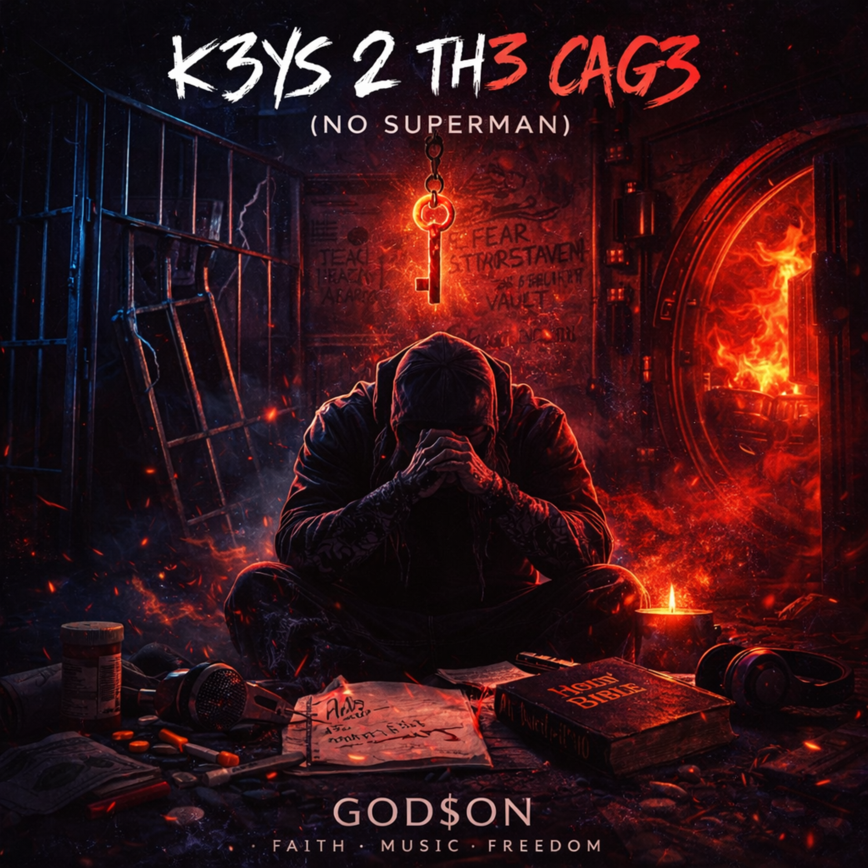 K3YS 2 TH3 CAG3 (NO SUP3RMEN) artwork