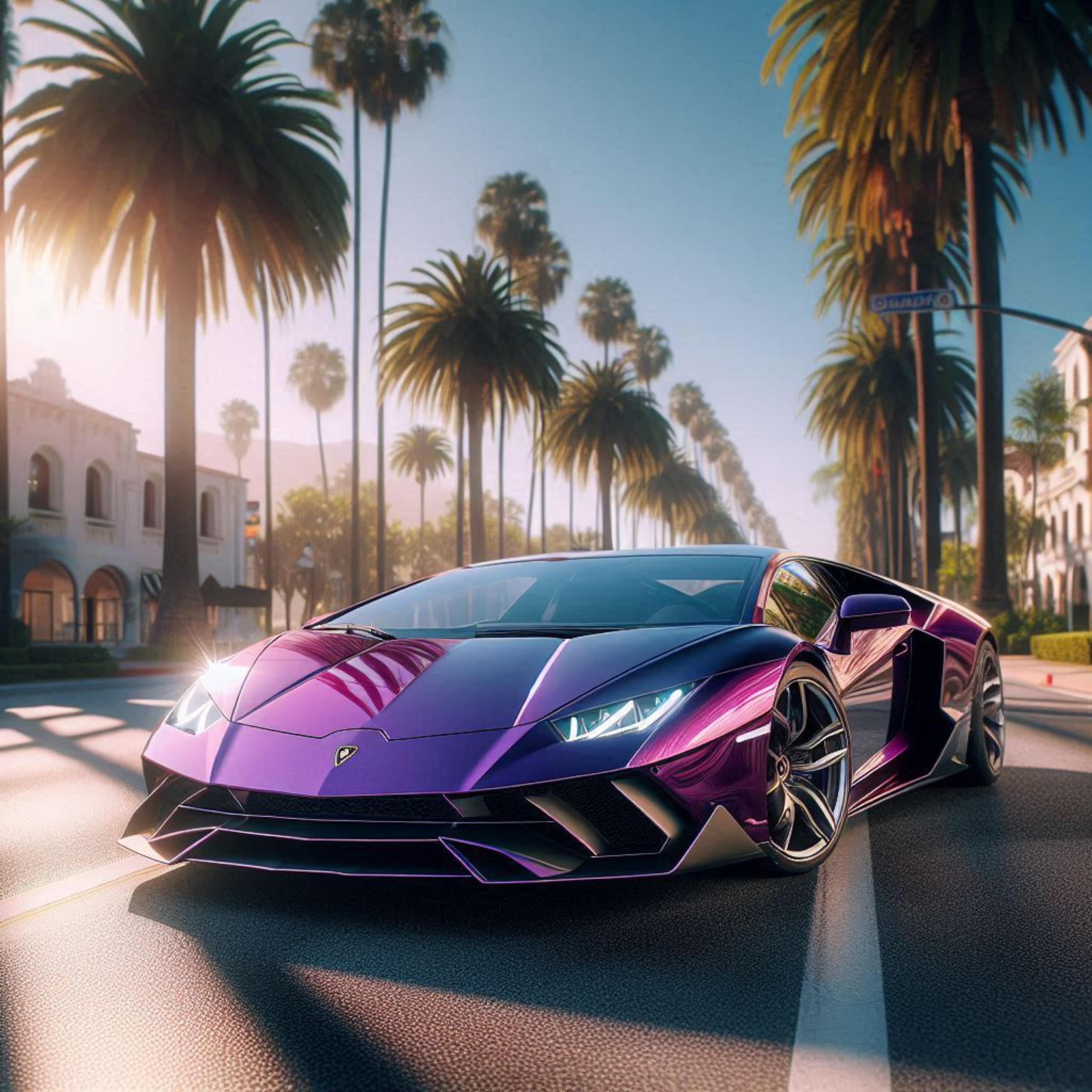Purple Lamborghini artwork