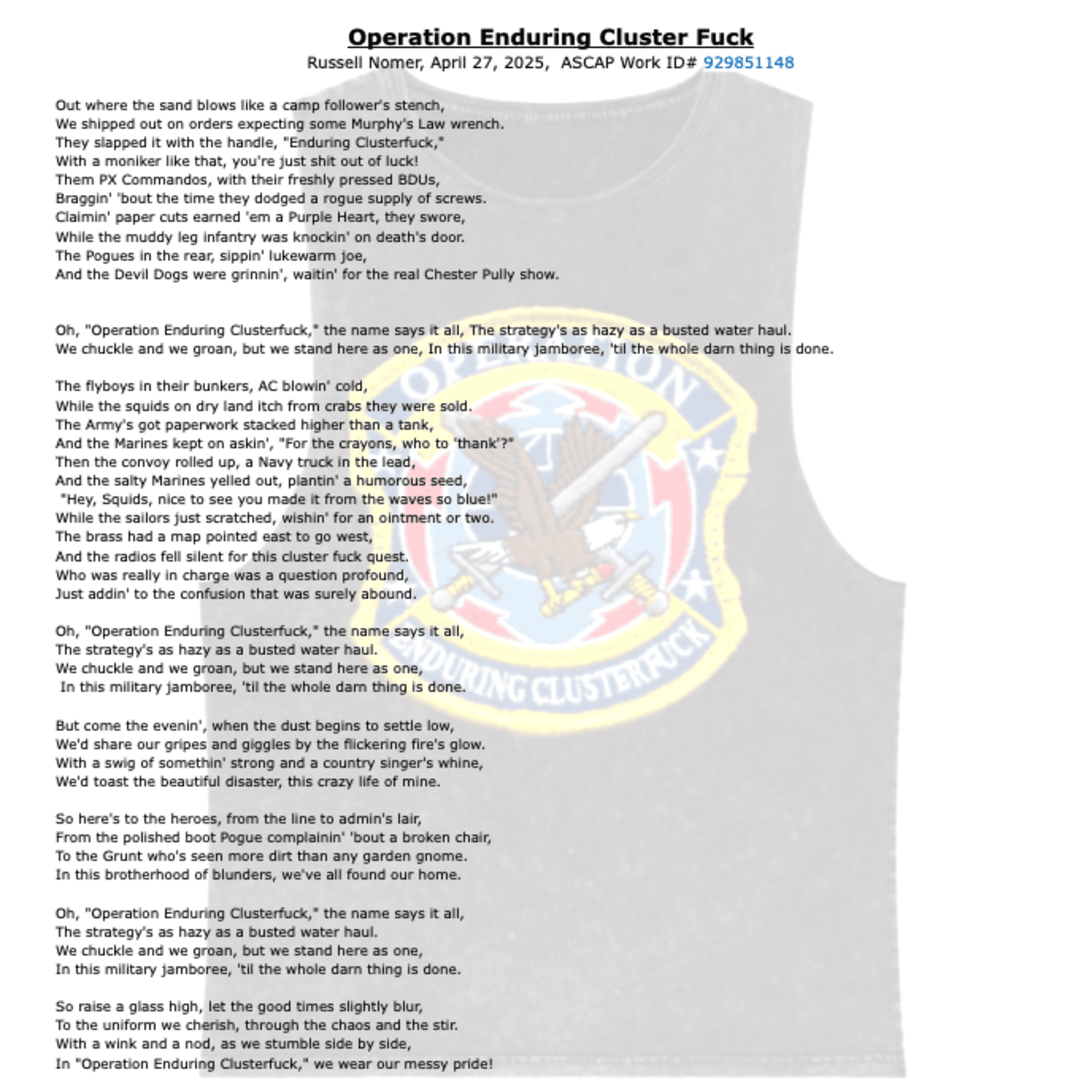 Operation Enduring Cluster Fuck artwork