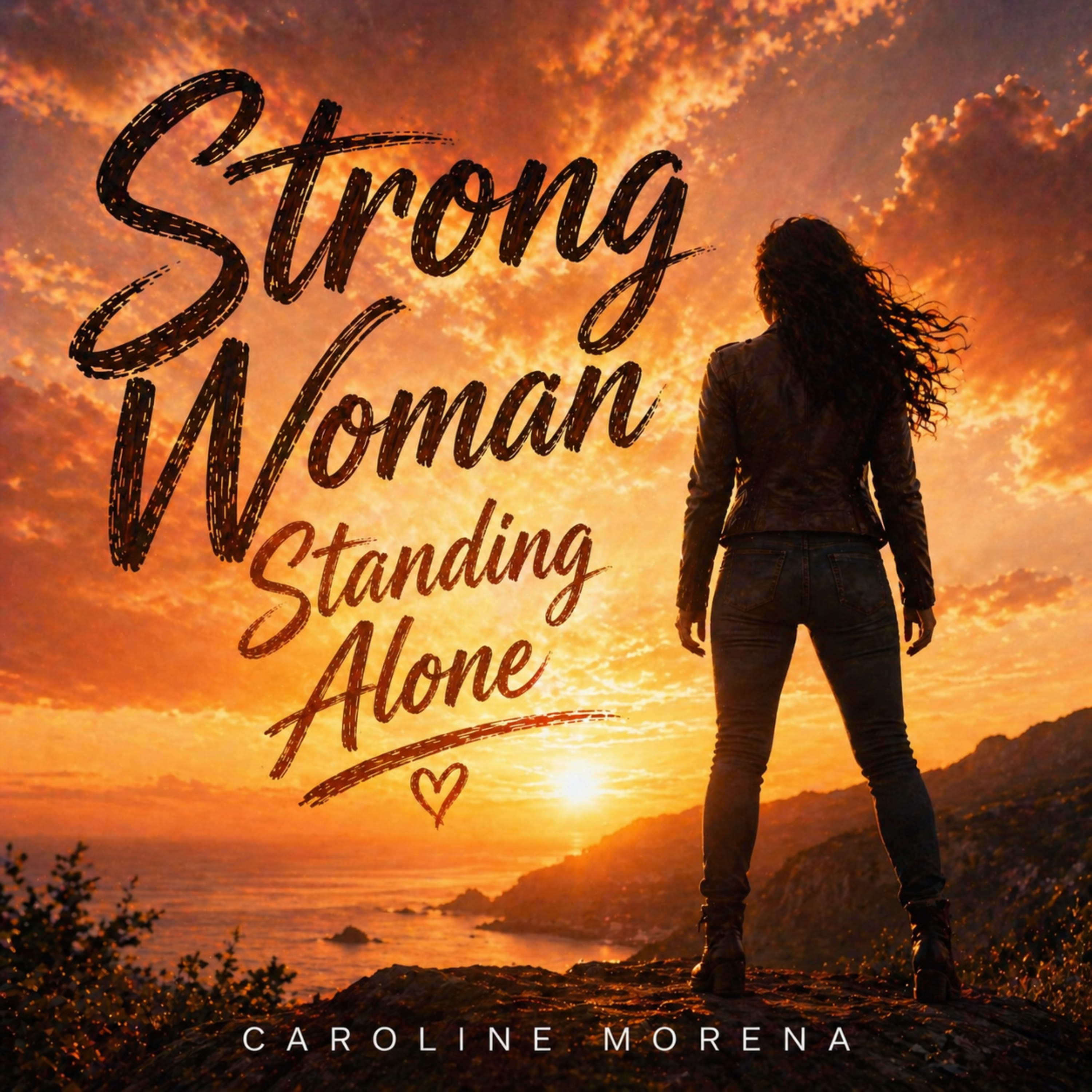 strong woman standing alone artwork