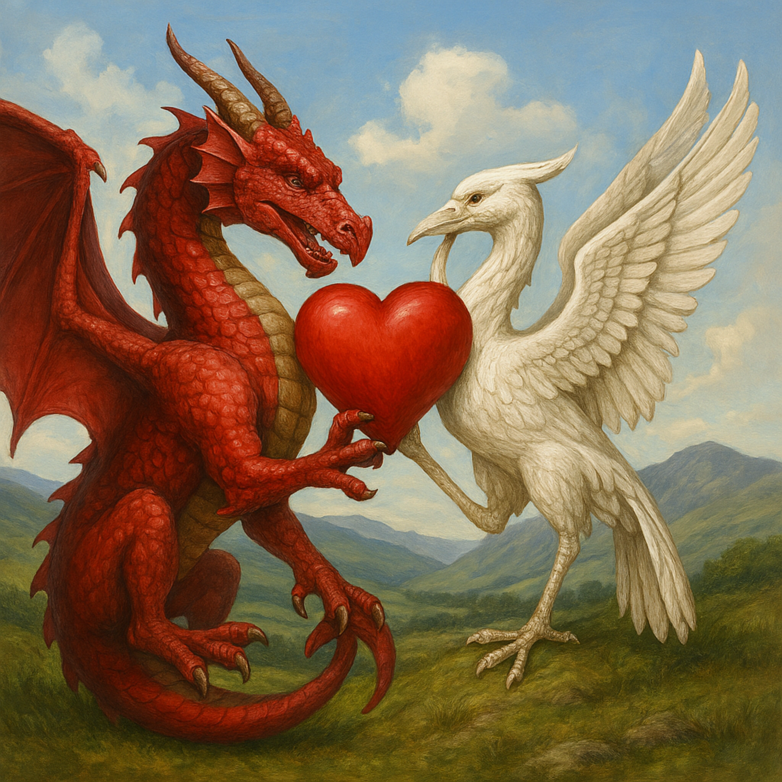 Dragon and a Liverbird artwork