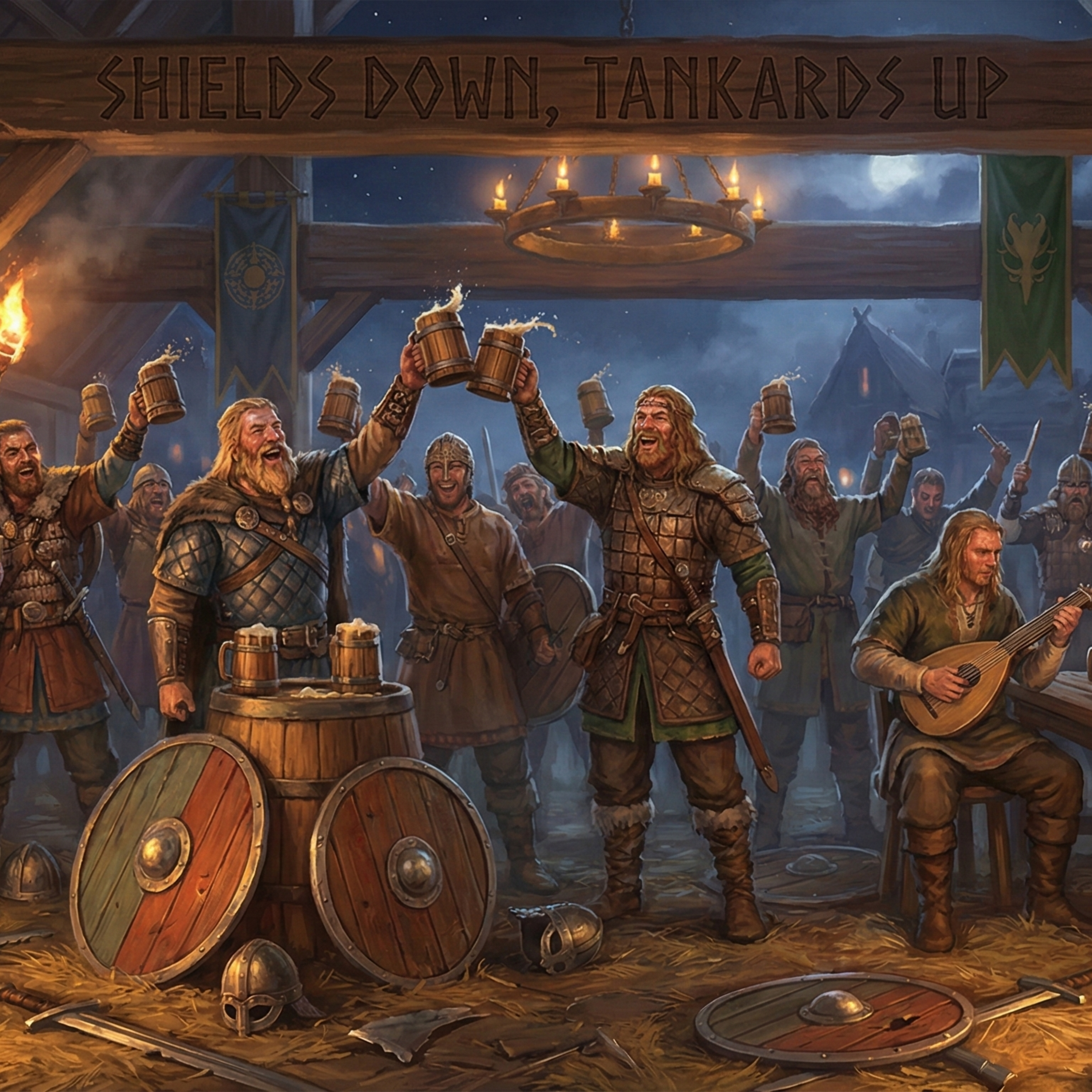 Shields Down, Tankards Up (Escudos No Chão, Canecas pro Alto) artwork