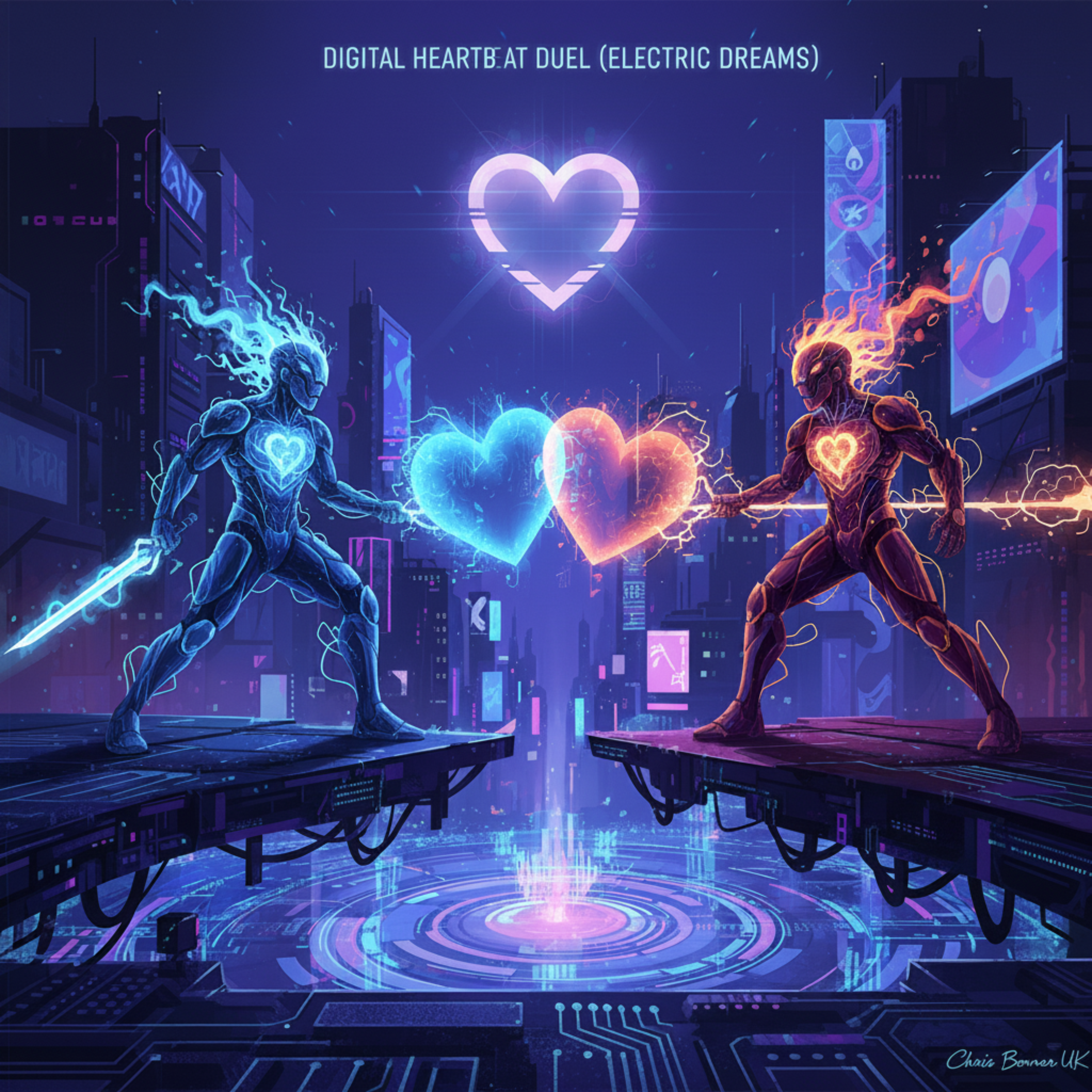 Digital Heartbeat Duel (Electric Dreams) by Chris Bonner UK cover art