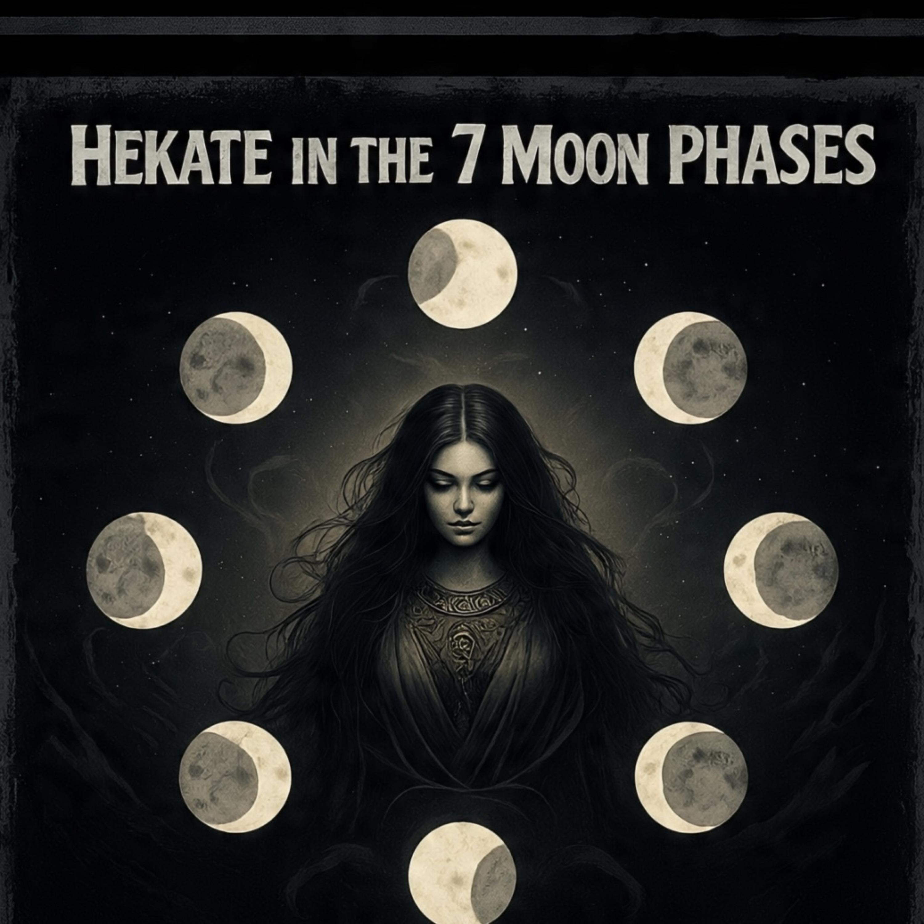 Hecate in the 7 moon phases artwork