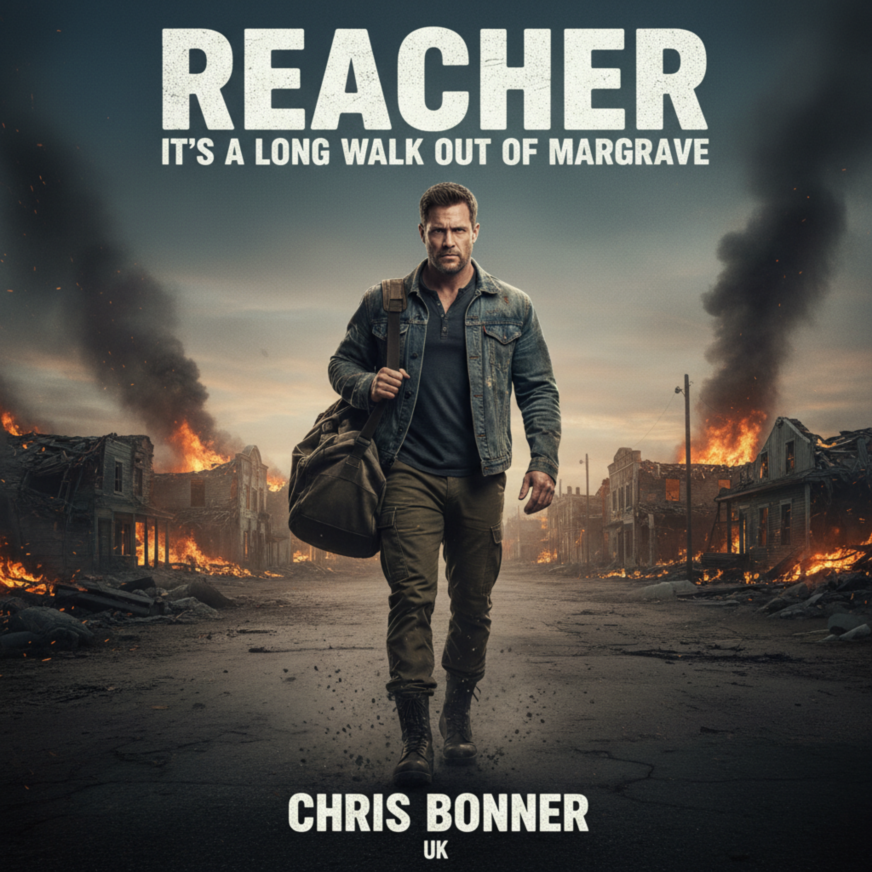 Reacher It's A Long Walk Out of Margrave by Chris Bonner UK cover art