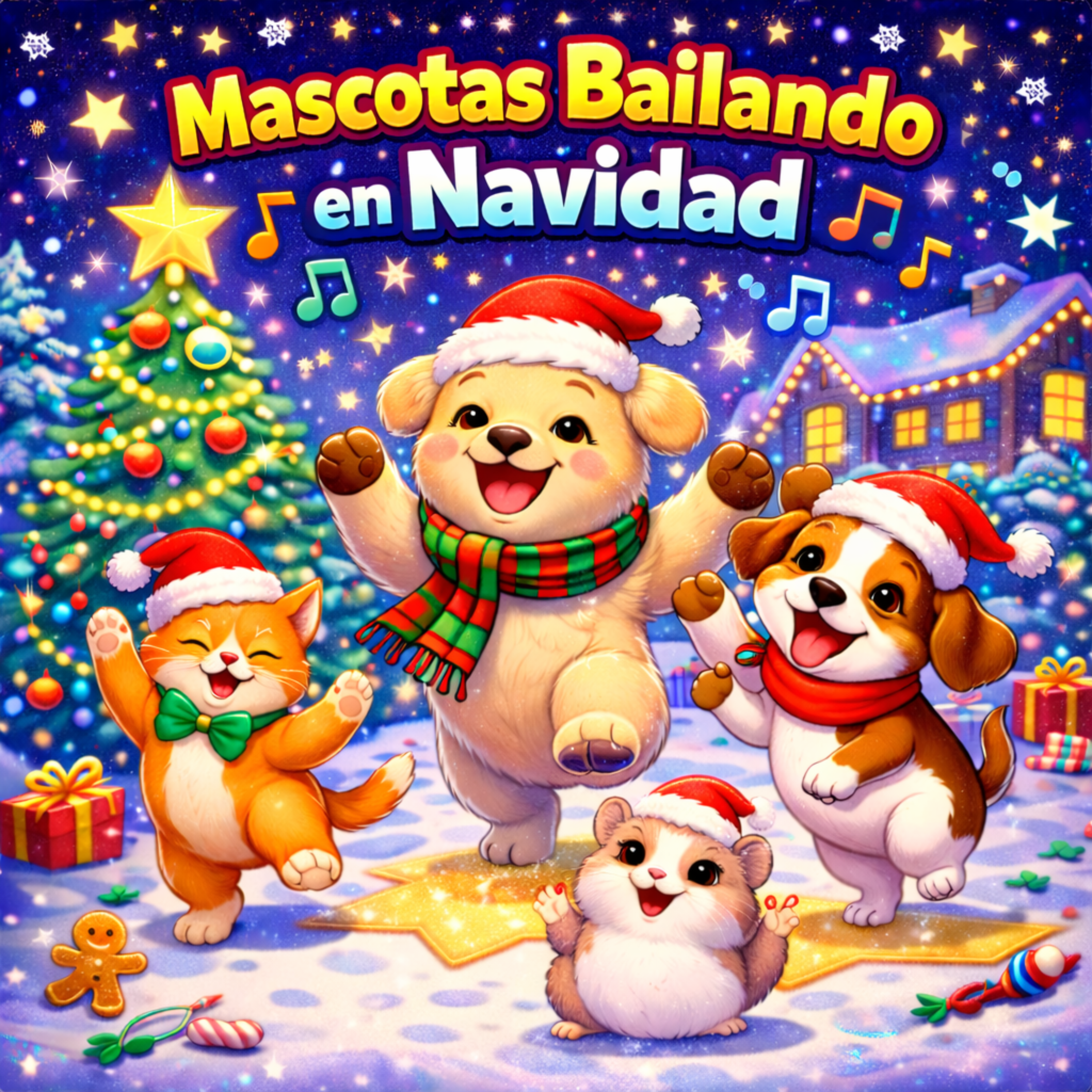 Mascotas Bailando En Navidad artwork