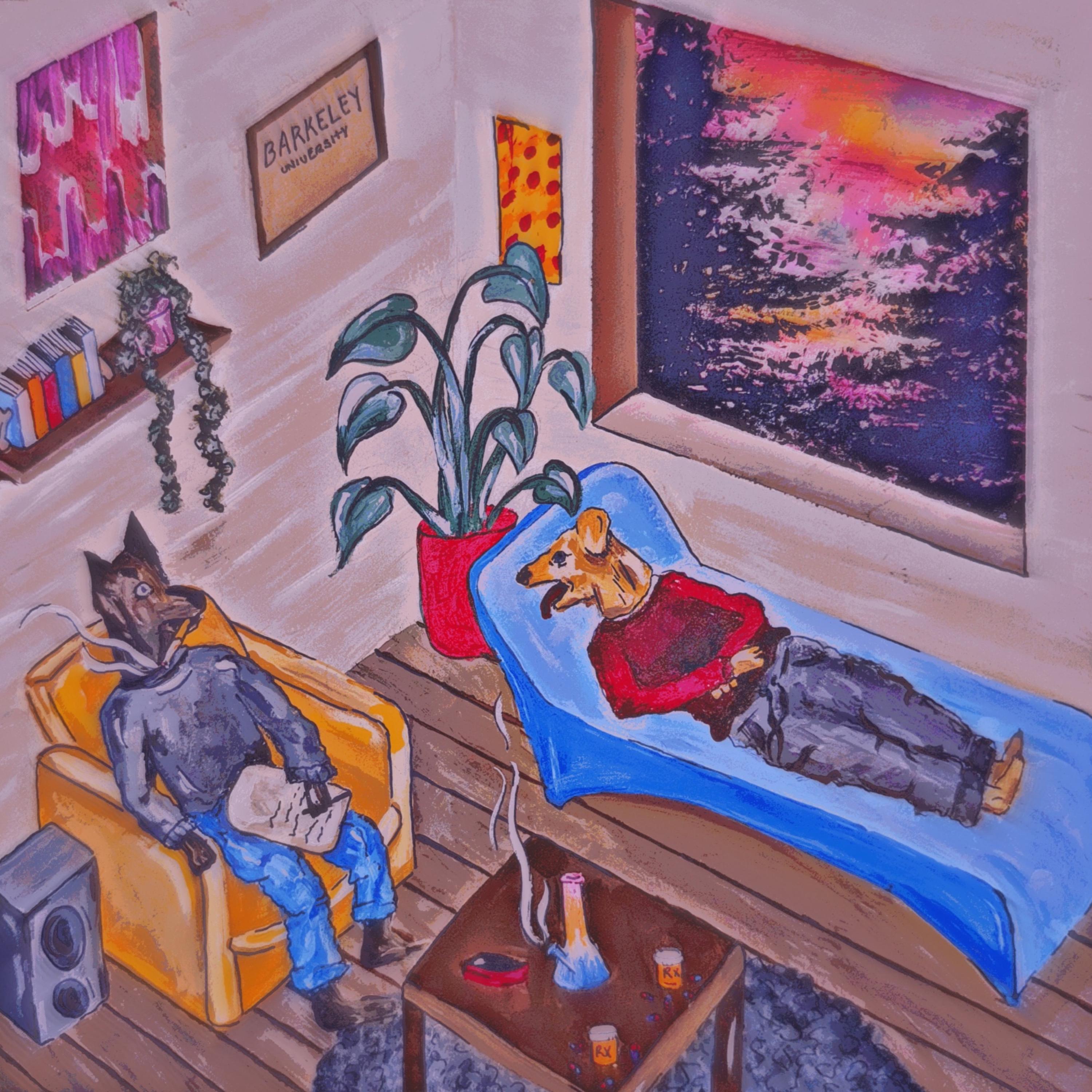 The Dogs Visit The Living Room Psychiatrist artwork