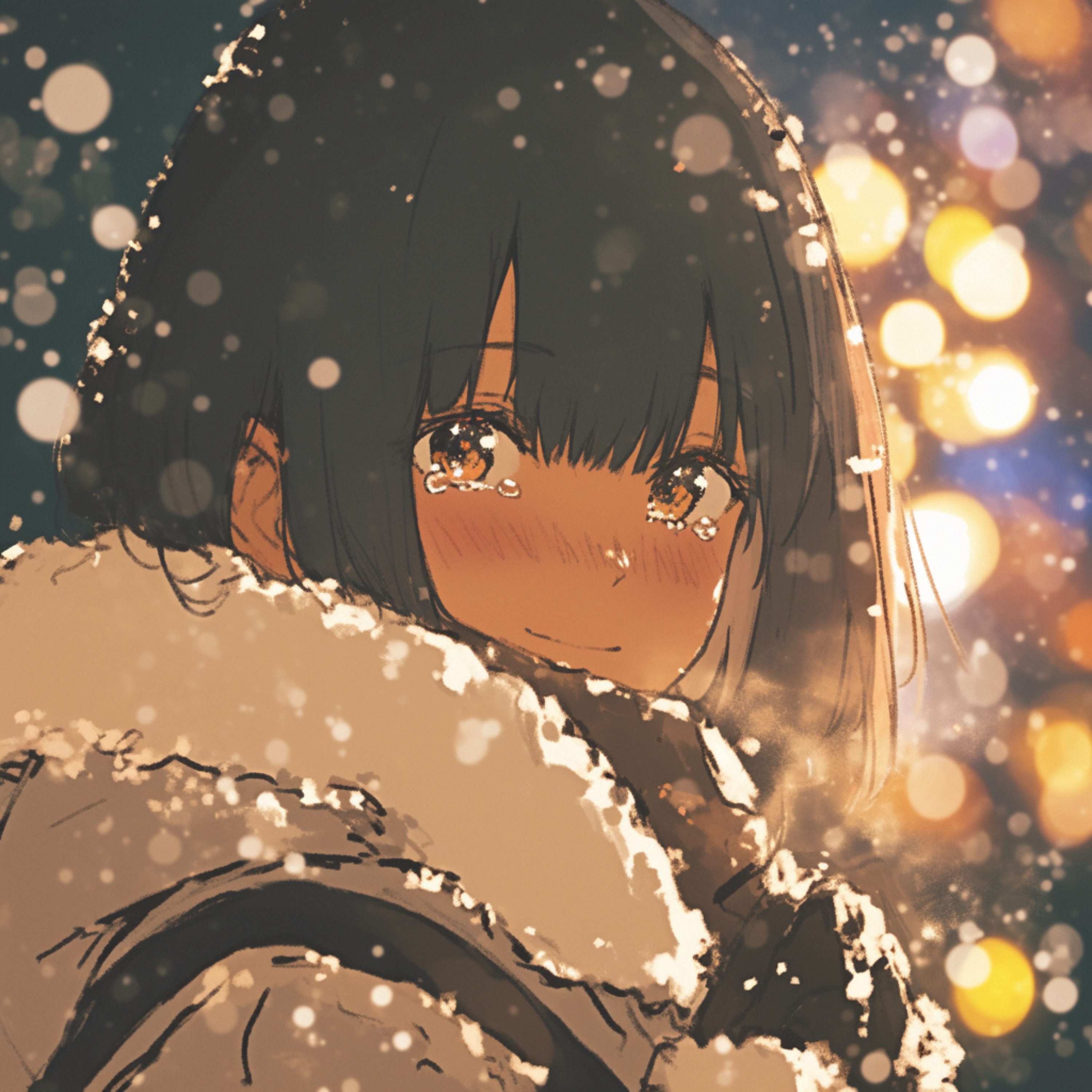 Cozy snow and love artwork