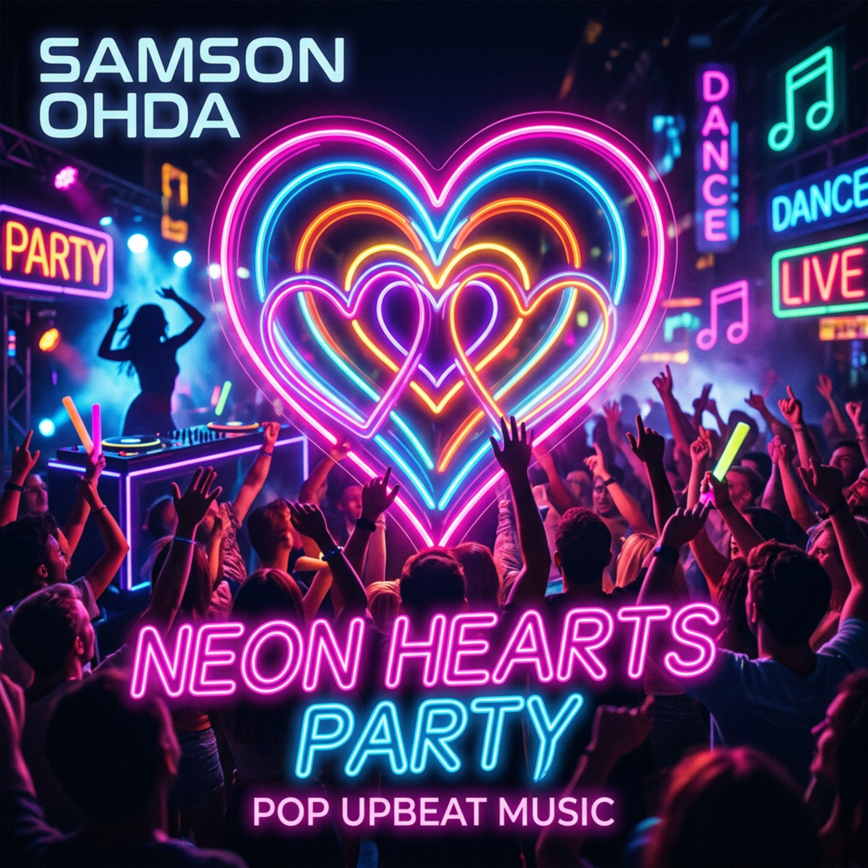 Neon Hearts Party by Samson Ohda  cover art