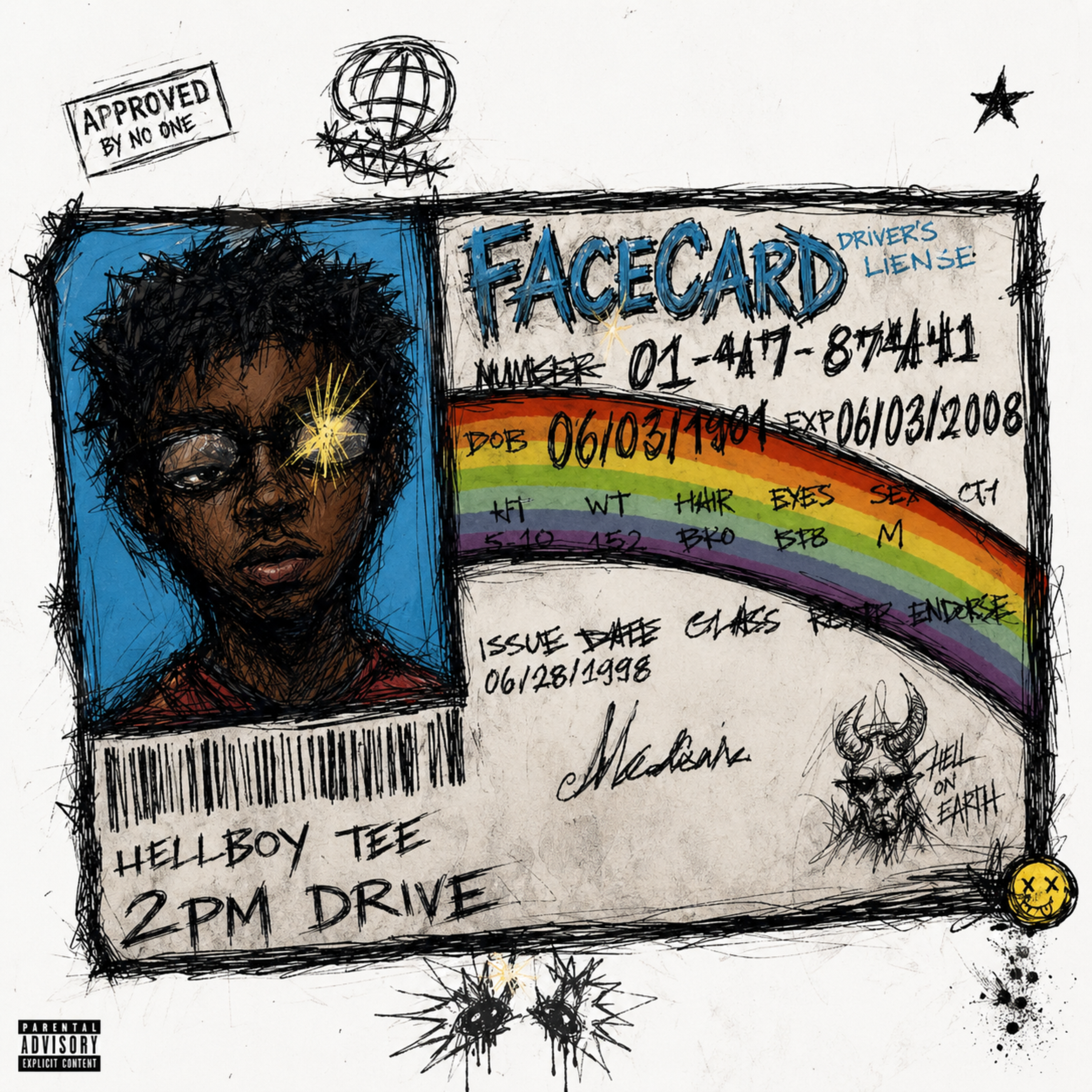 FaceCard by Hellboy tee cover art
