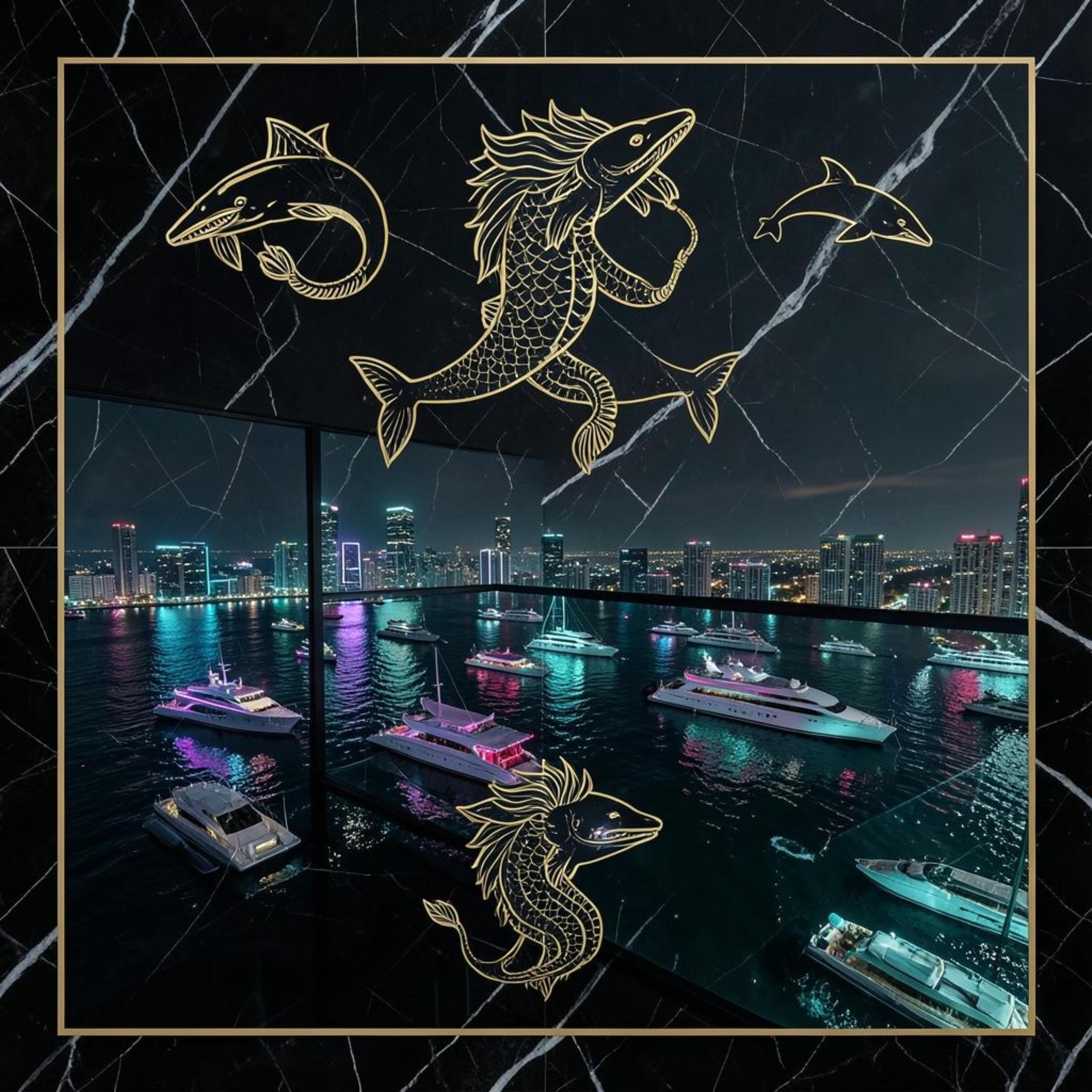 Orcas break ice while the whole fleet gleam by Kid Nebula Gold cover art