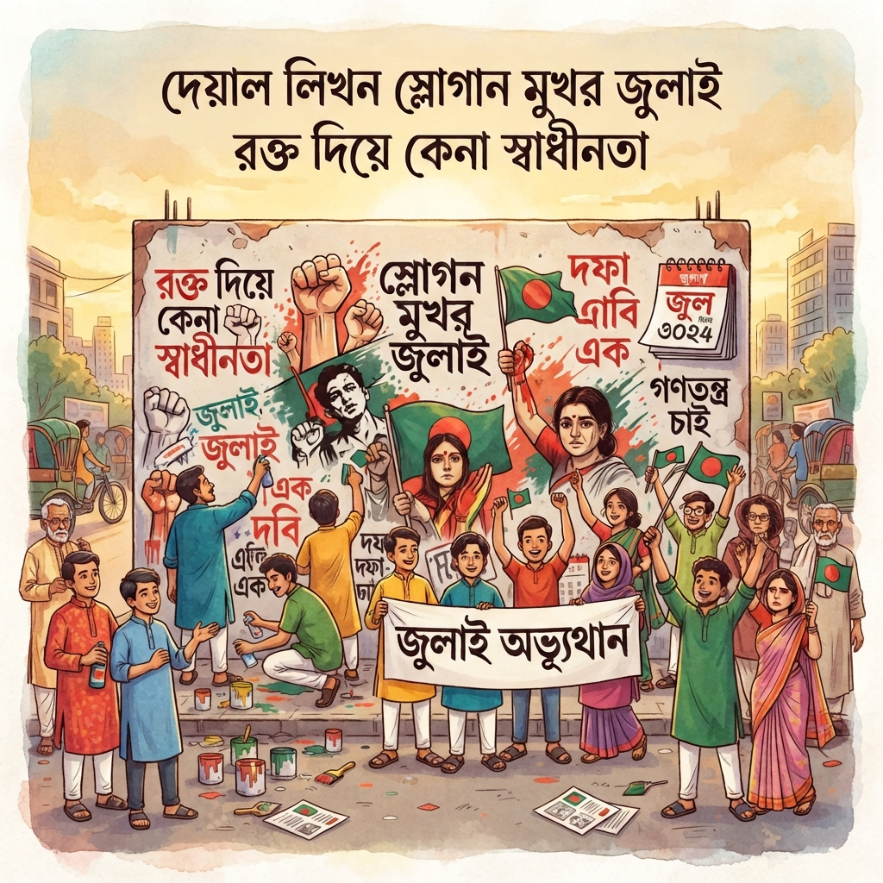 দেয়াল লিখন স্লোগান মুখর জুলাই রক্ত দিয়ে কেনা স্বাধীনতা (Deyal Likhon Slogan Mukhor July Rokto Diye Kena Shadhinota) by Mubin TusHar cover art