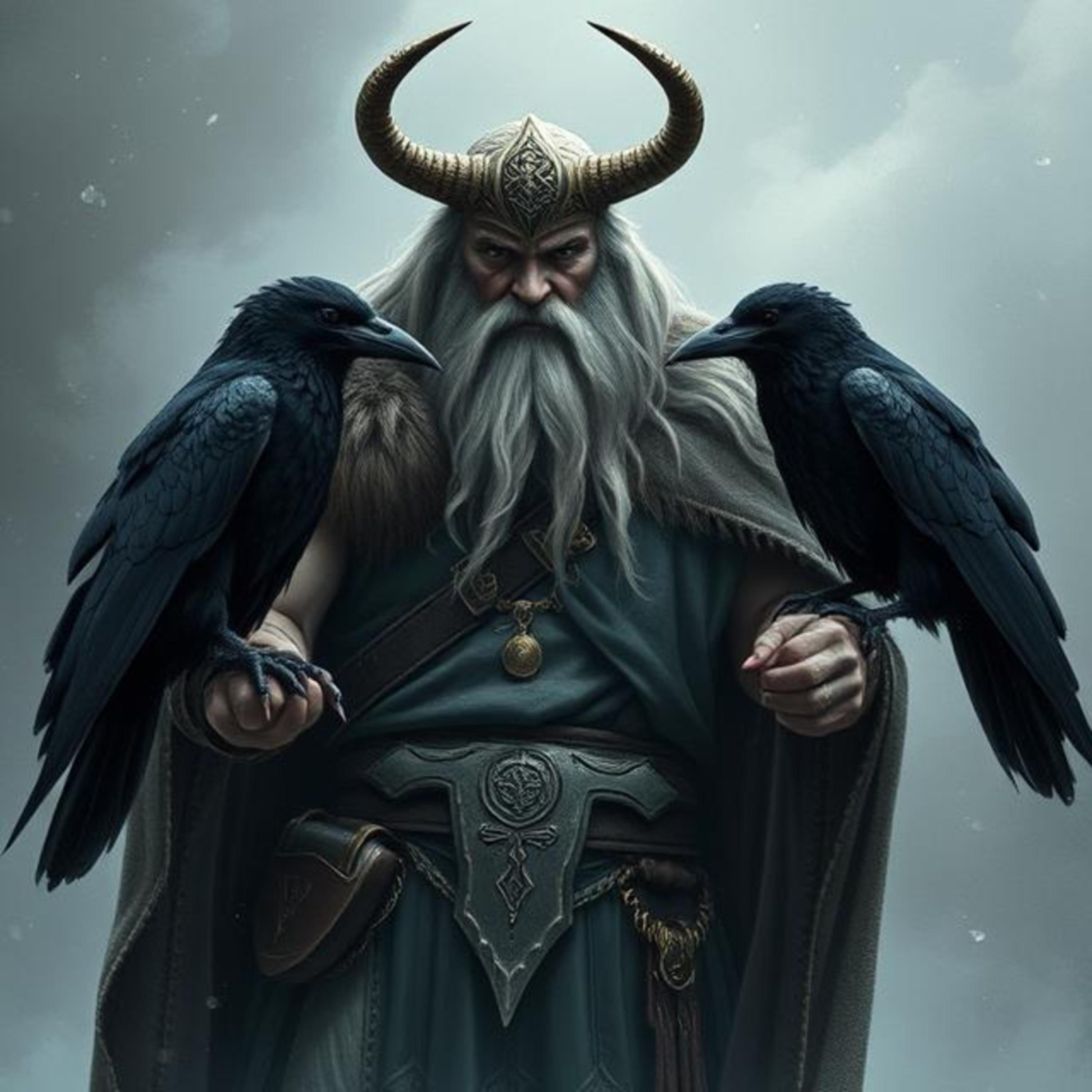 Óᚦᛁᚾᚾ, ᚺᚢᚷᛁᚾᚾ, ᚨᚾᛞ ᛗᚢᚾᛁᚾᚾ artwork