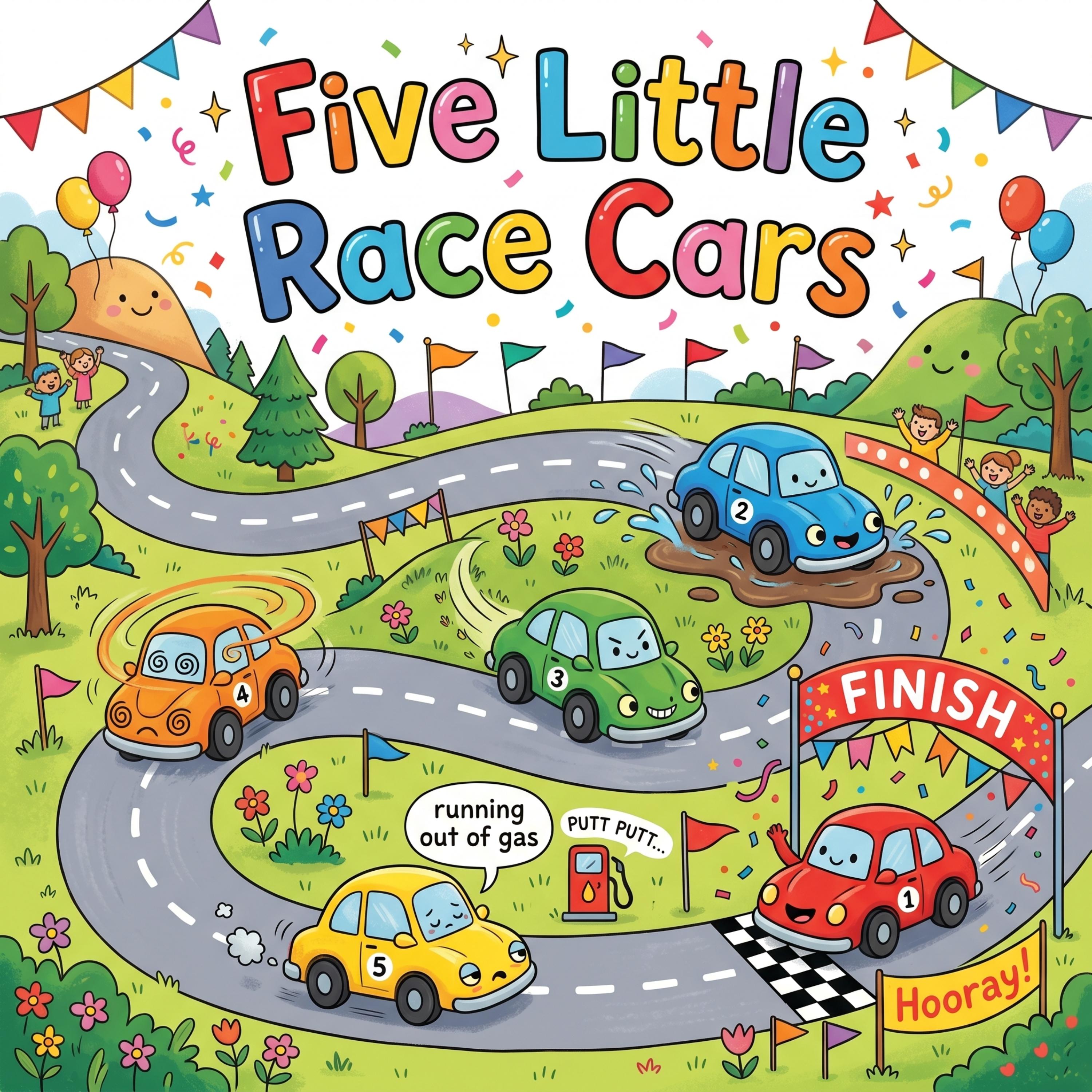 Five Little Race Cars artwork