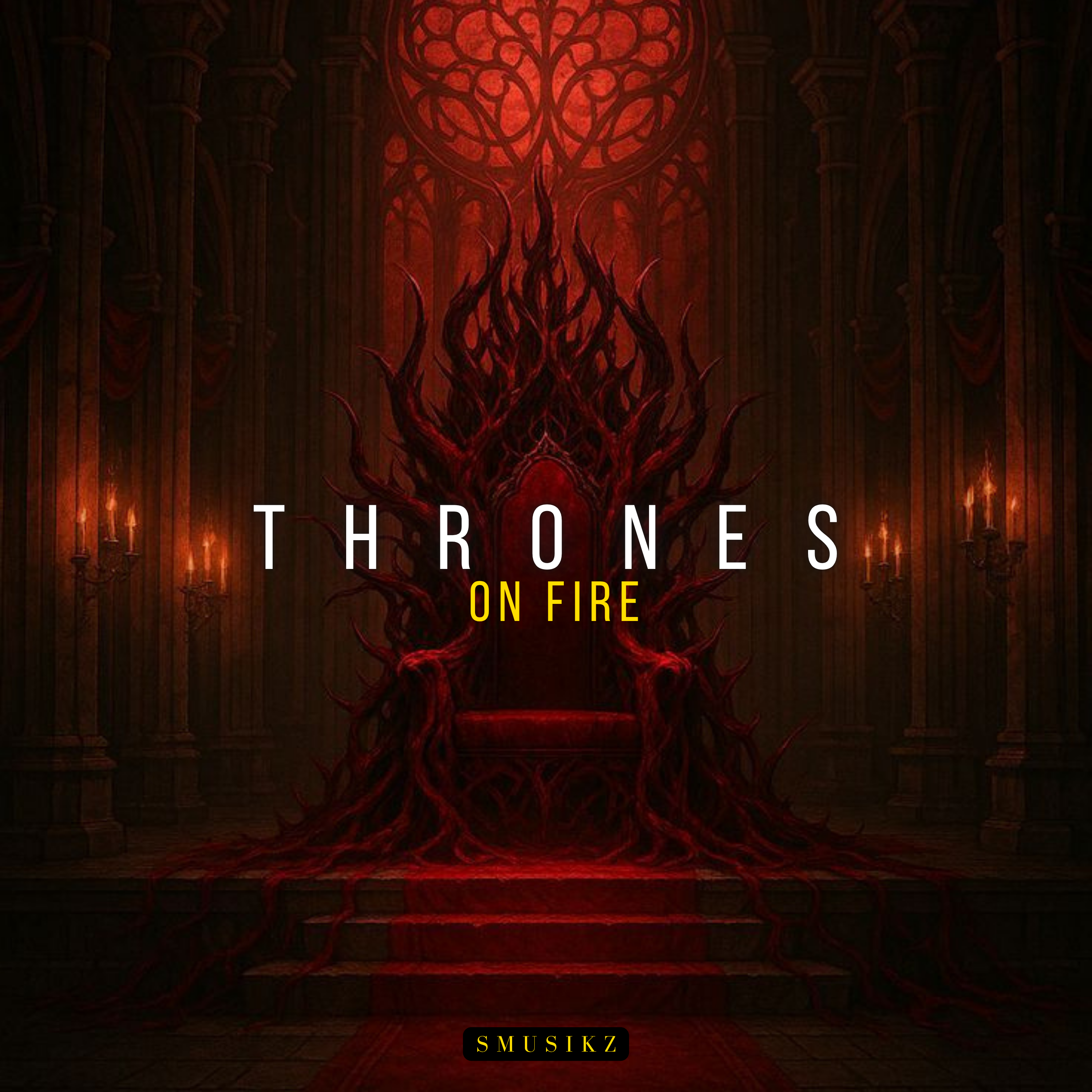 Thrones on fire artwork