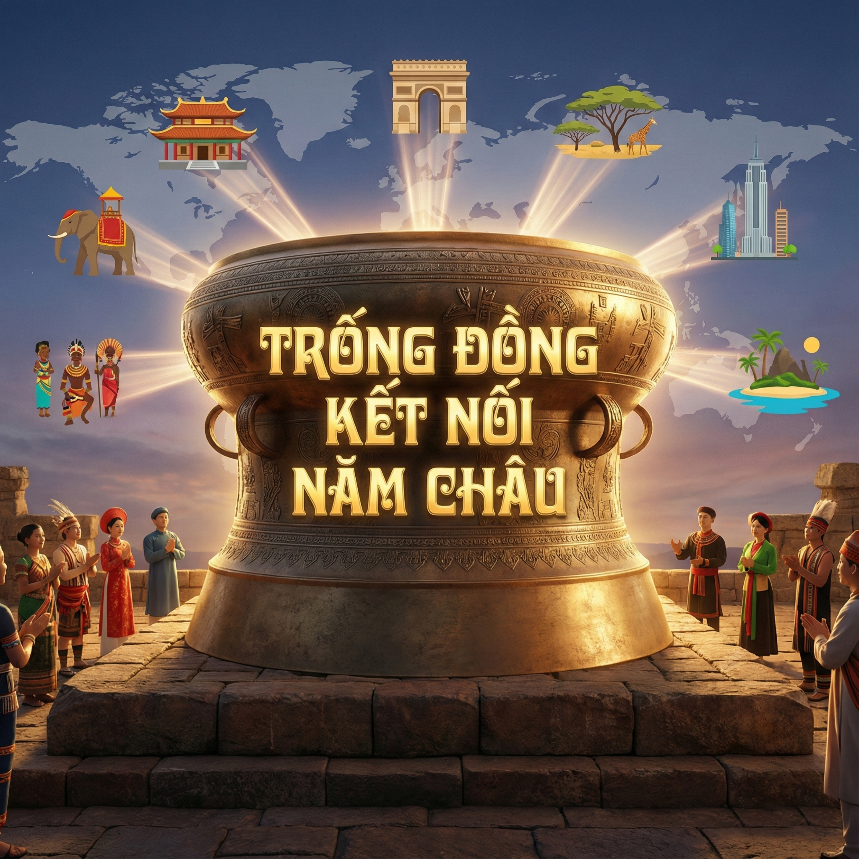 Trống Đồng Kết Nối Năm Châu artwork