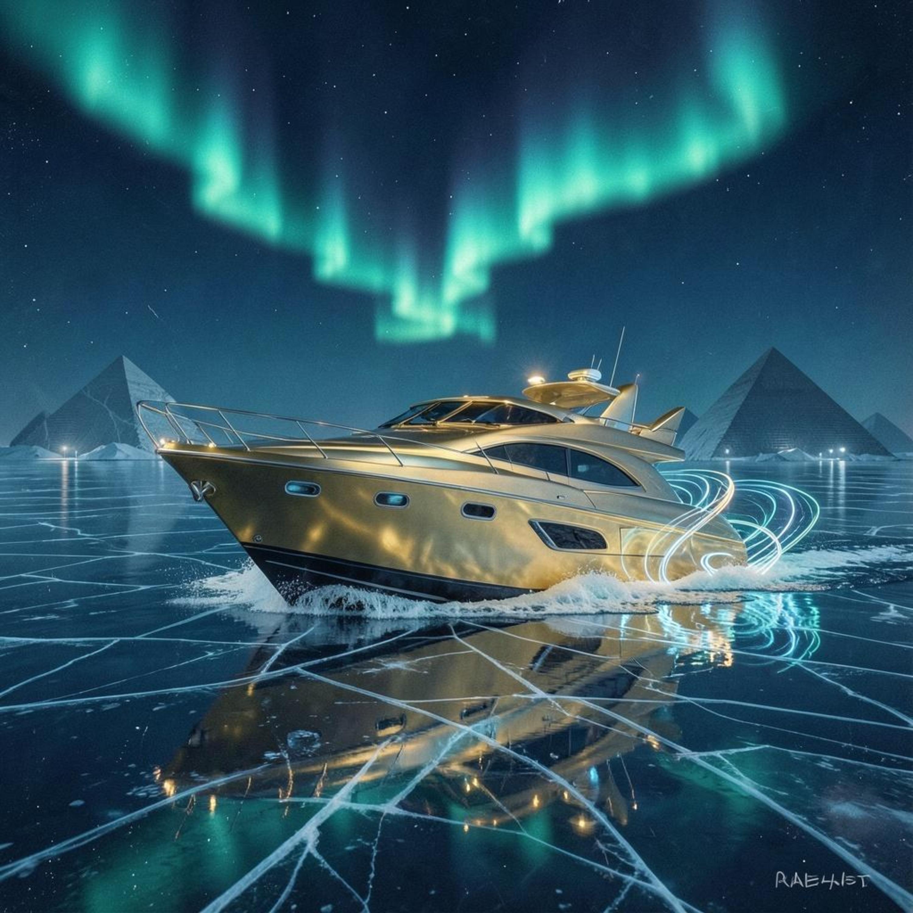 Yachts break ice by Kid Nebula Gold cover art