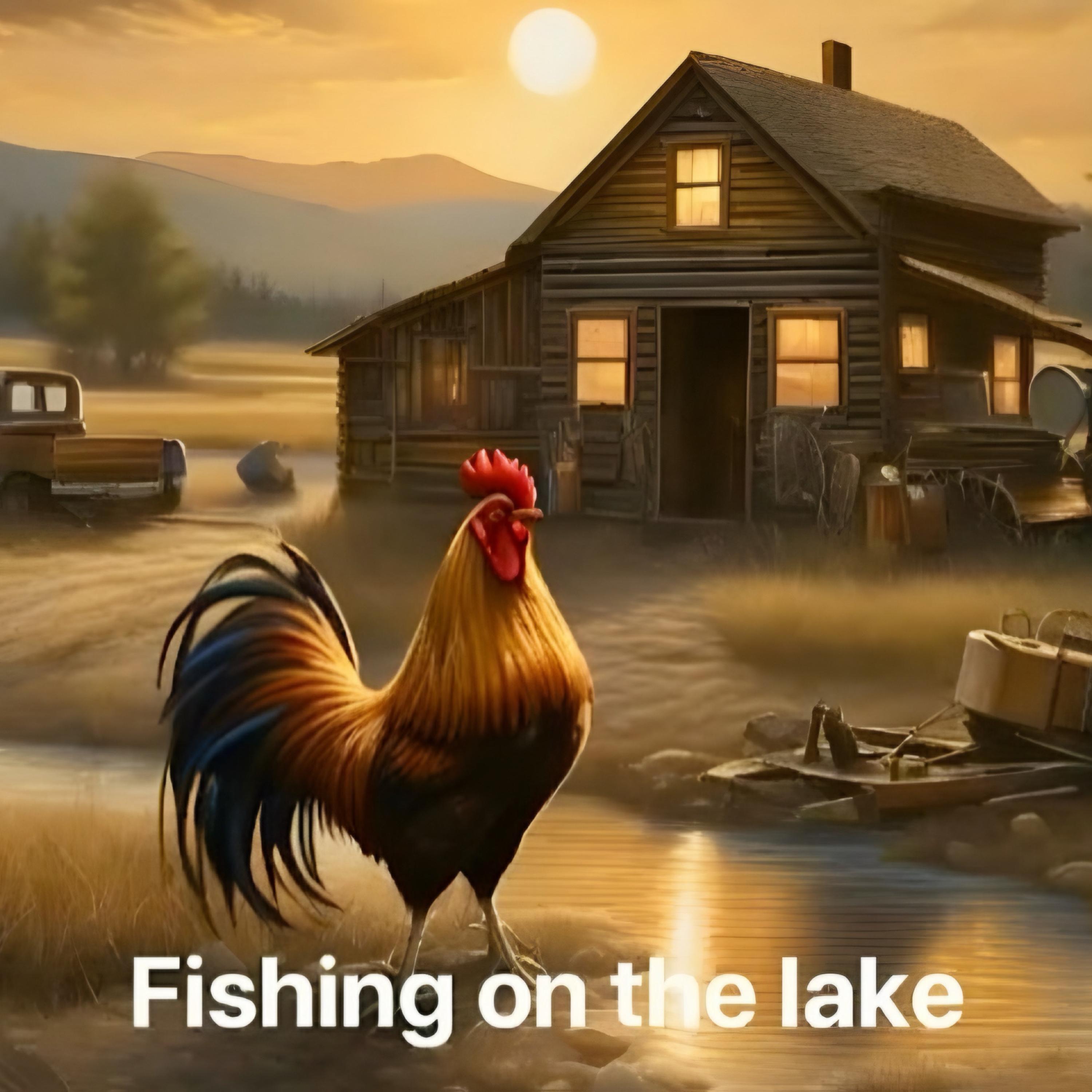 Fishing on the lake artwork