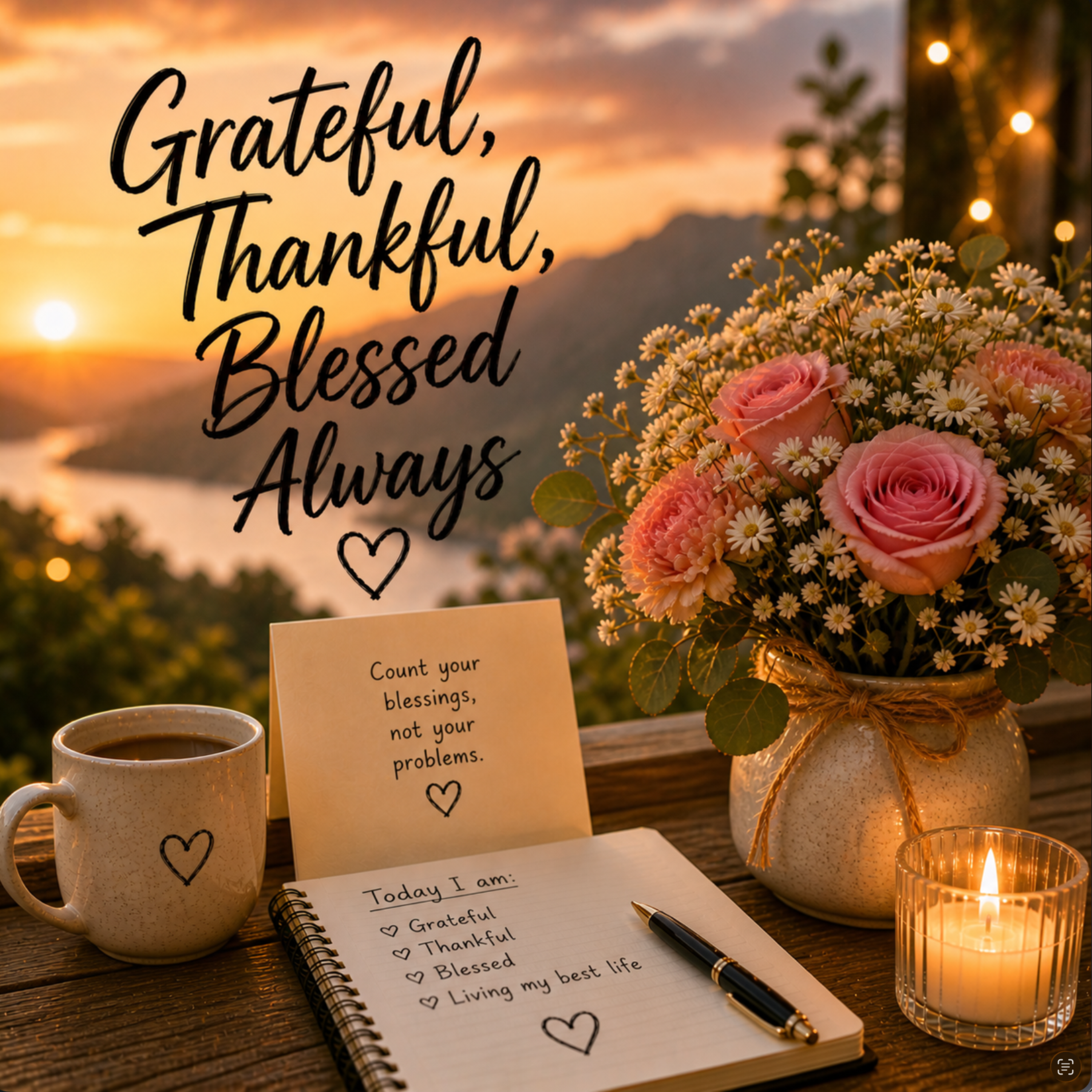 grateful, thankful, blessed, always artwork