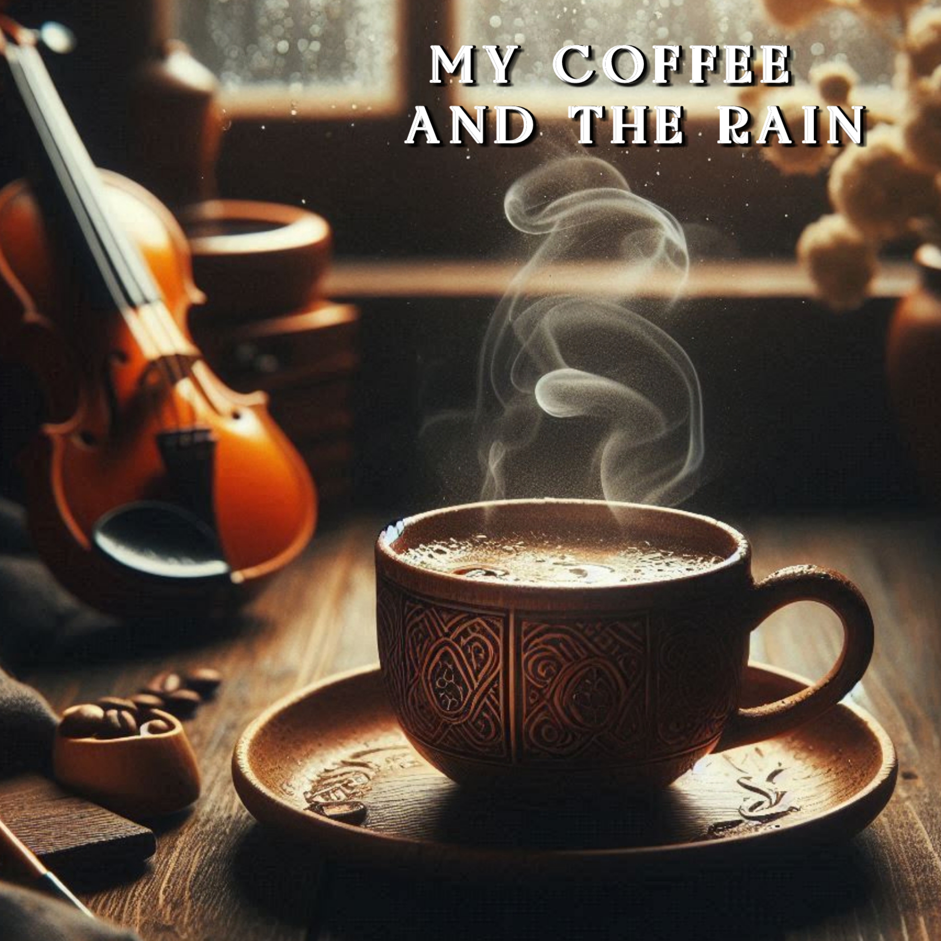 My coffee and the rain artwork