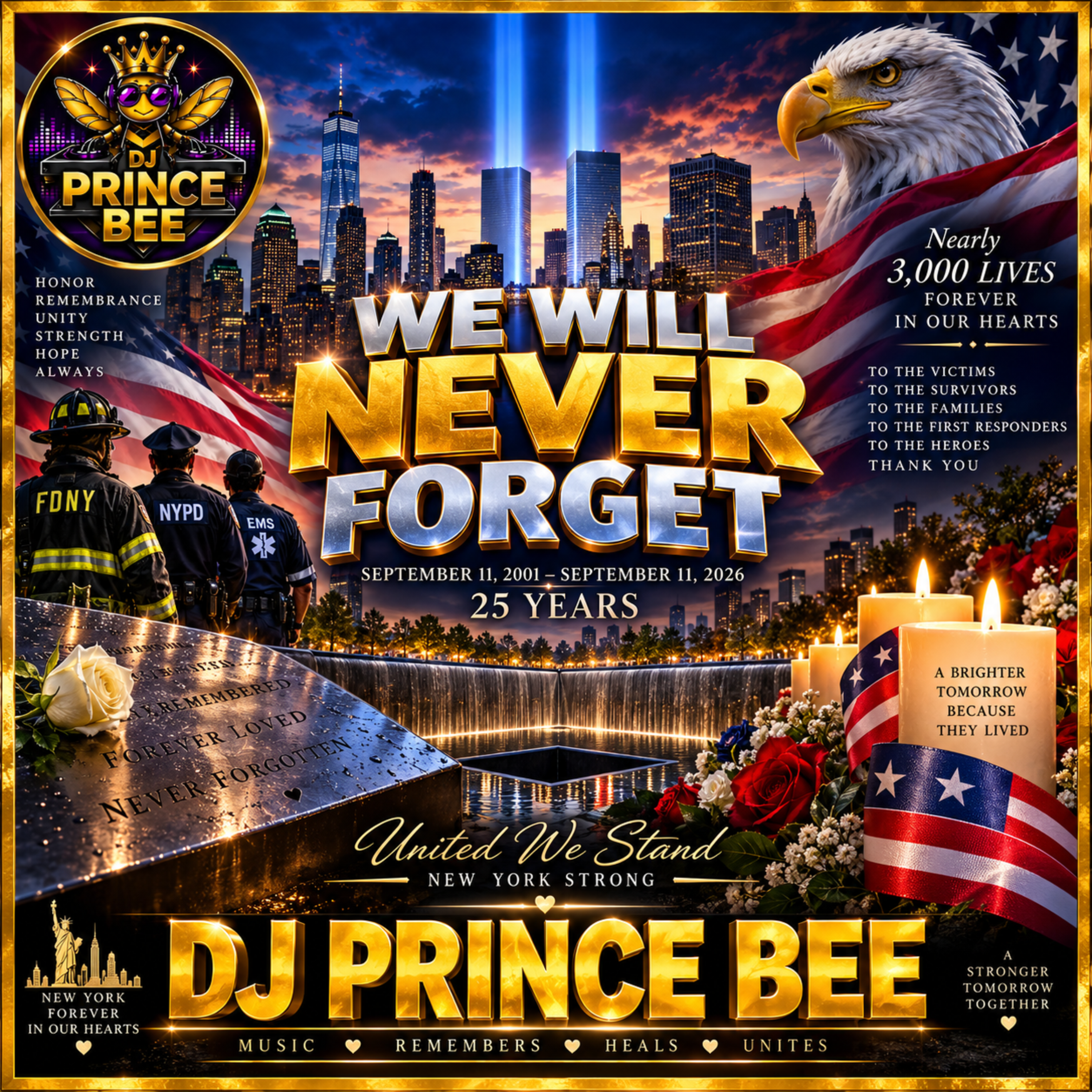 We Will Never Forget by DJ PRINCE BEE cover art