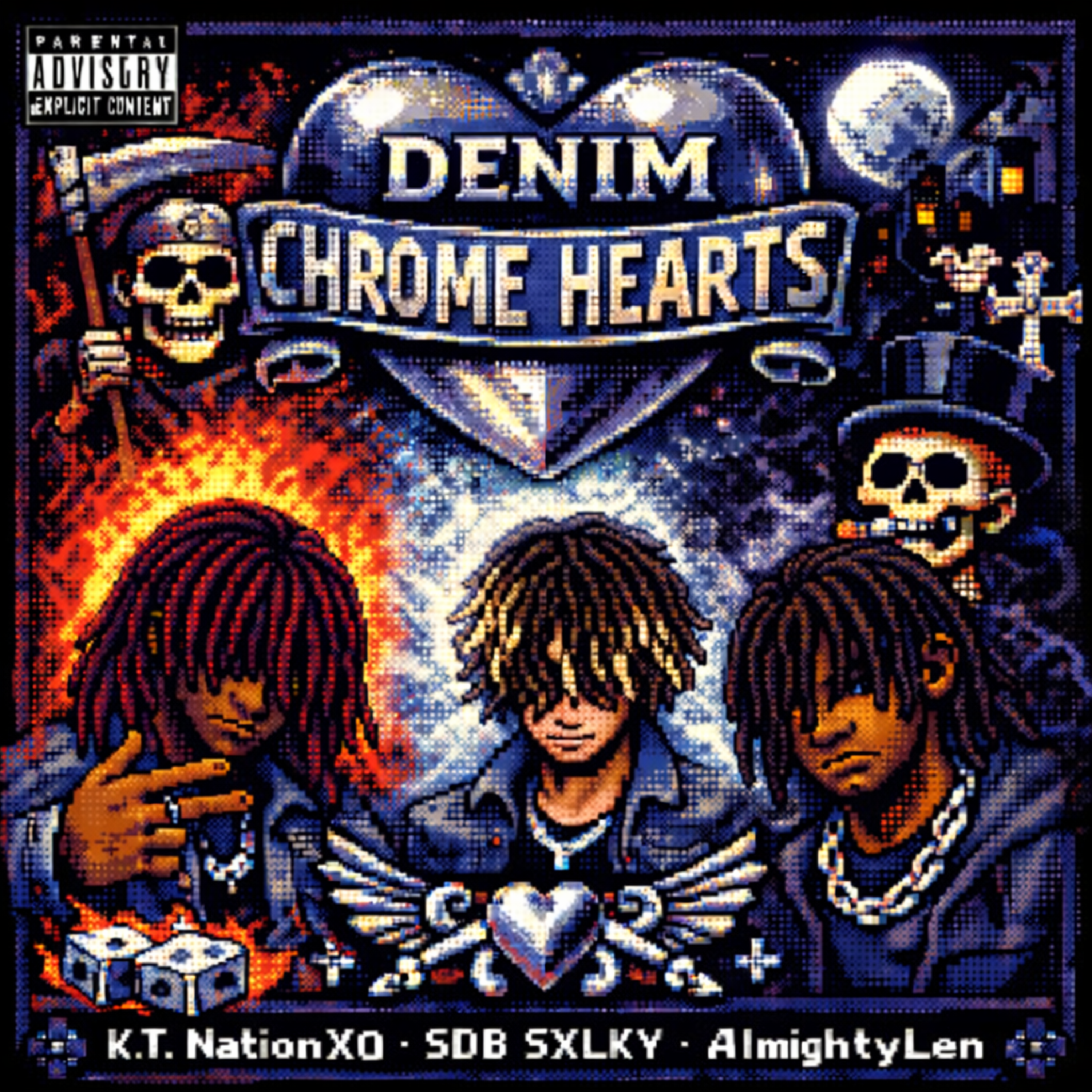 DENIM CHROME HEARTS artwork