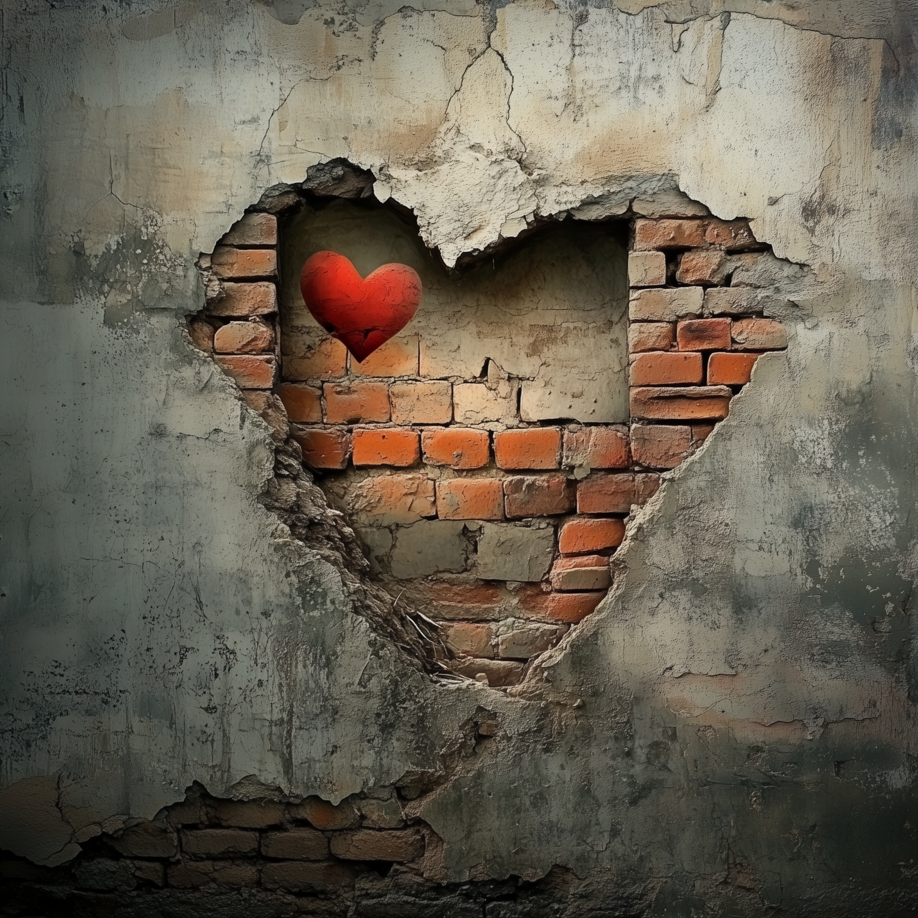 my heart and a brick wall artwork
