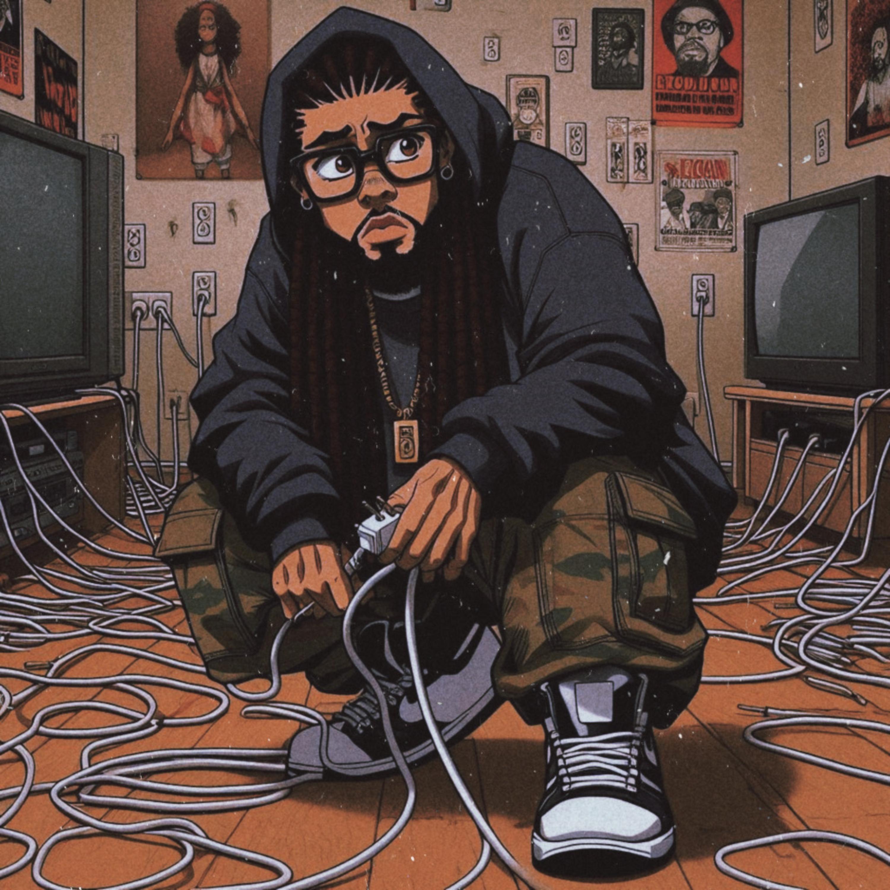 PLUG TRAPPED IN A NET artwork