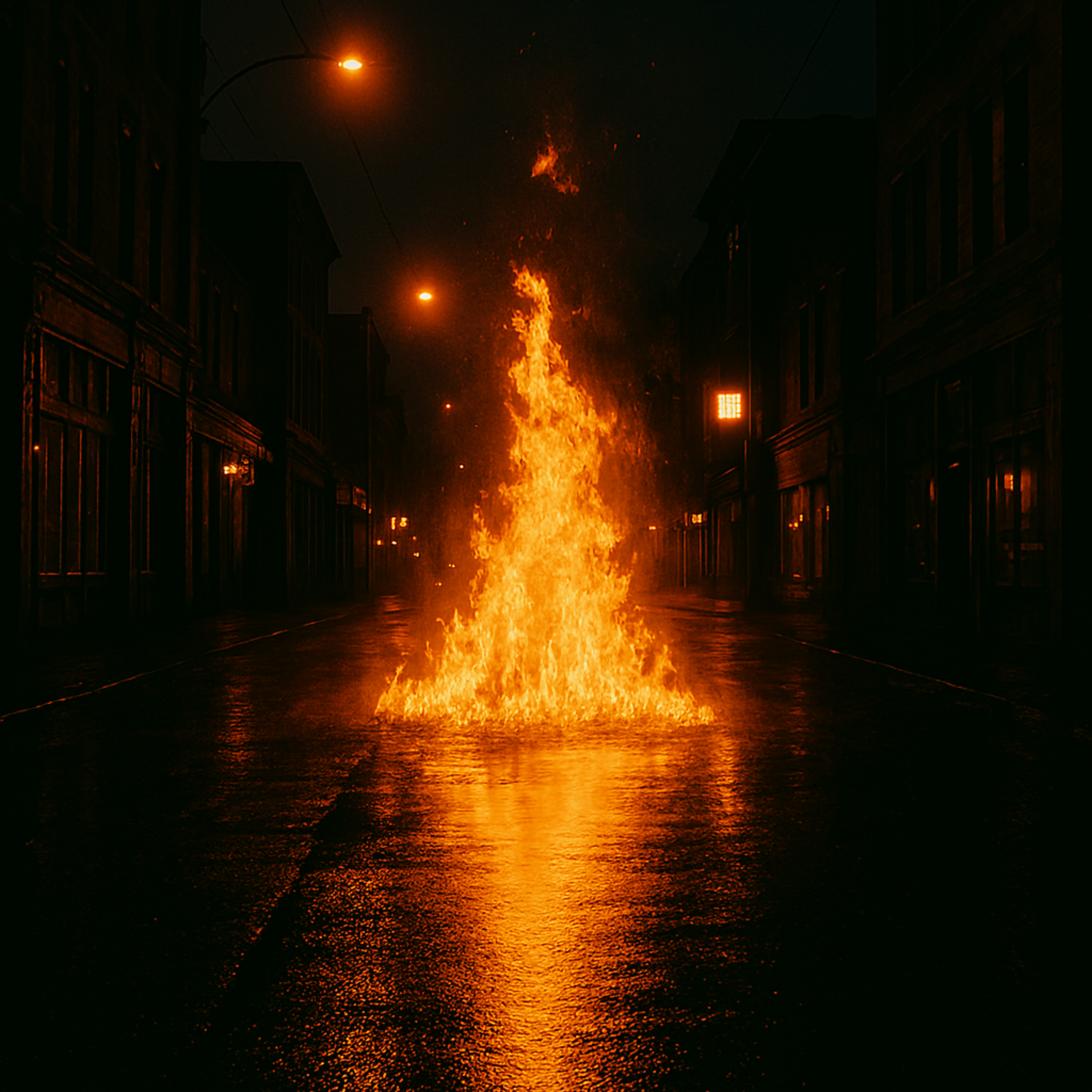 Fire on the street artwork