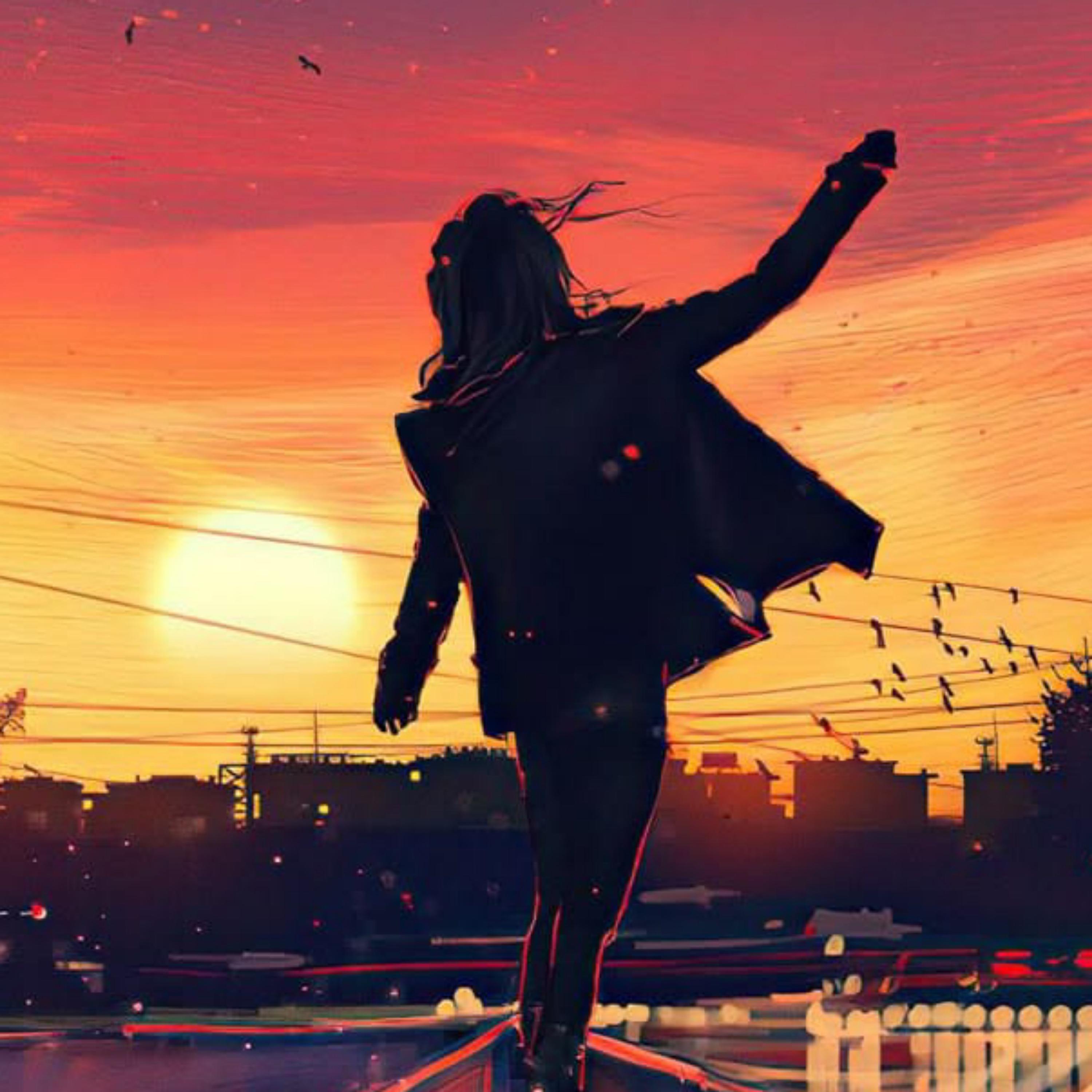 Garota pôr do sol artwork