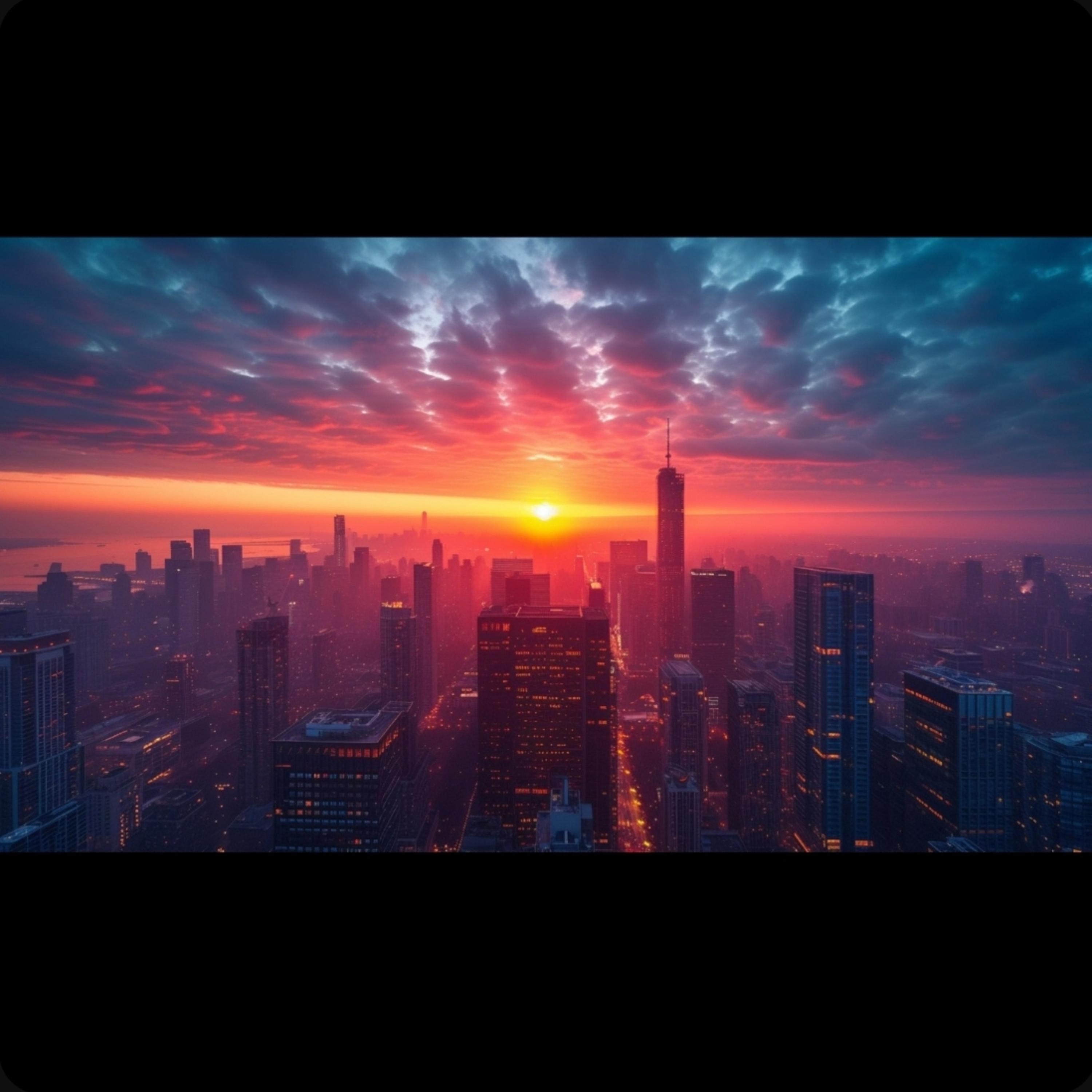 City lights at dawn artwork