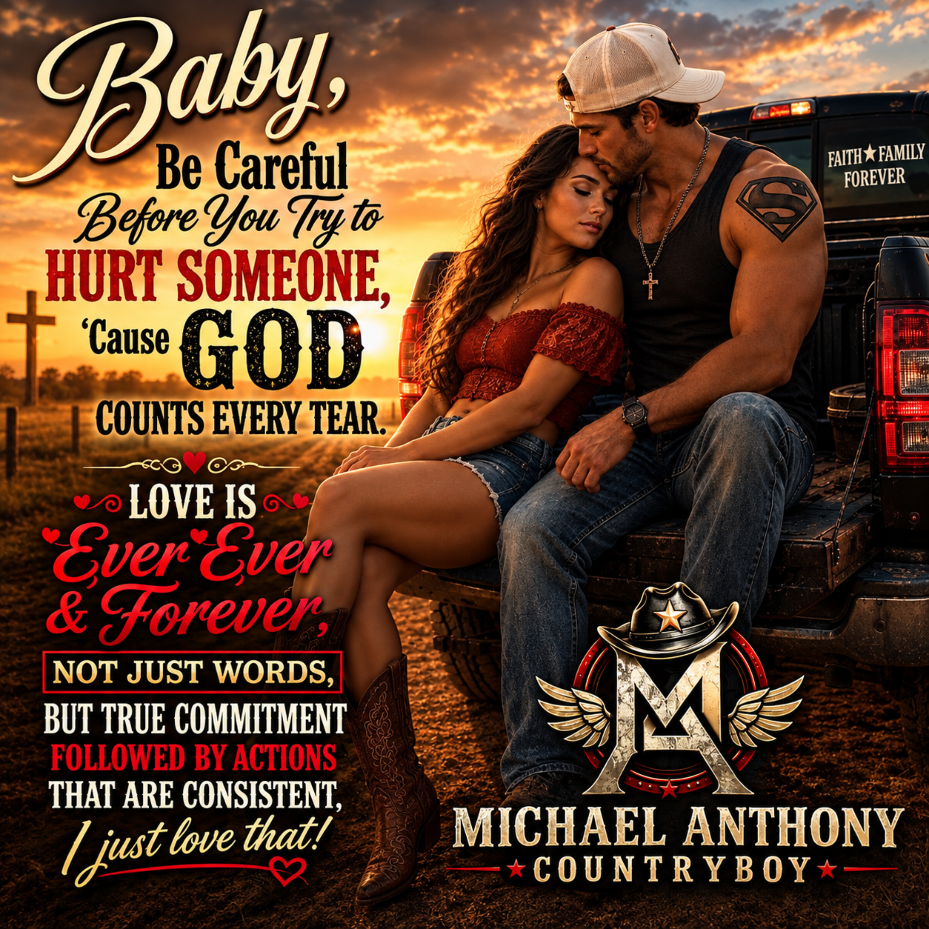 Baby, Be Careful Before You Try To Hurt Someone, Cause God Counts Every Tear by Michael Anthony SupermanCountryboy cover art
