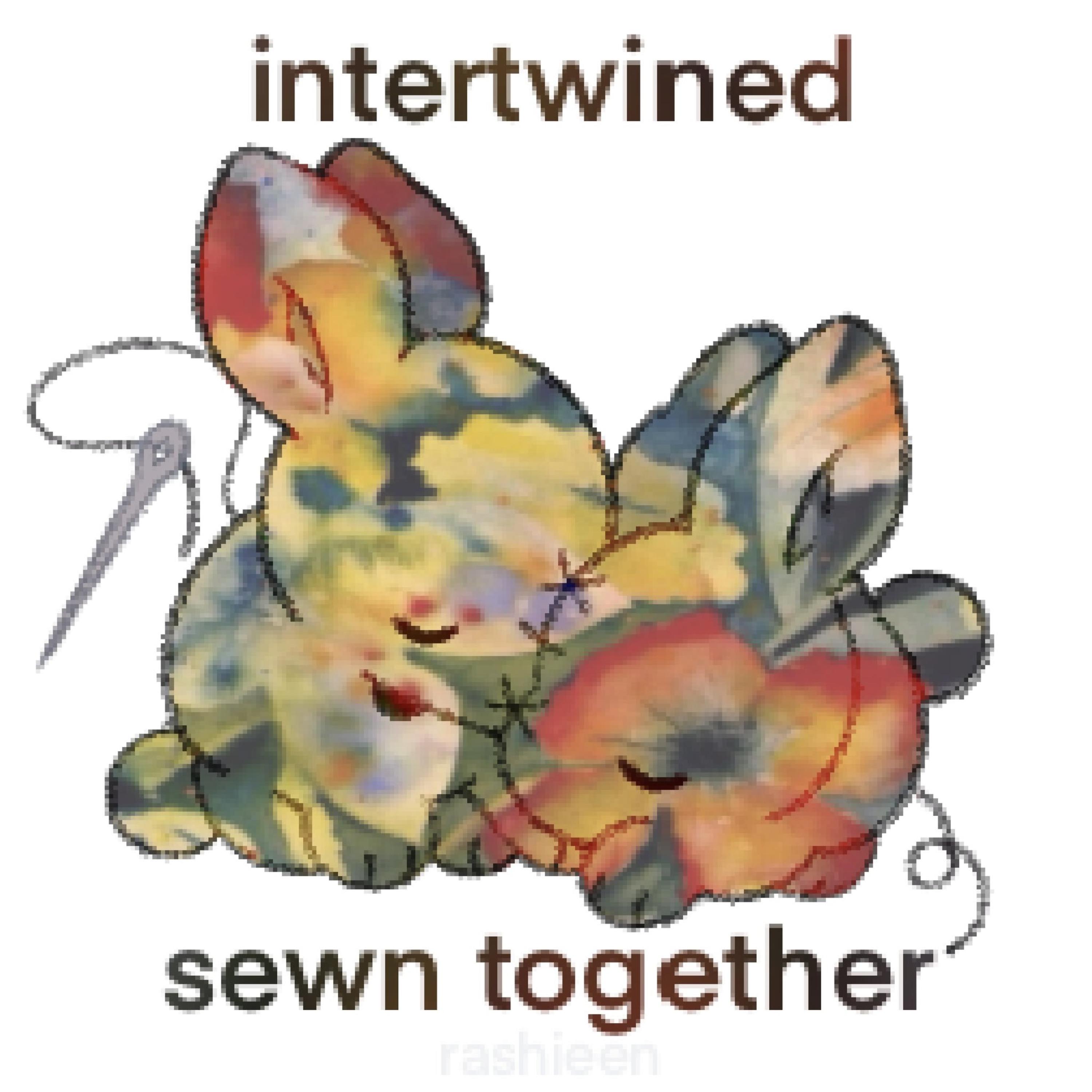 intertwined; sewn together artwork