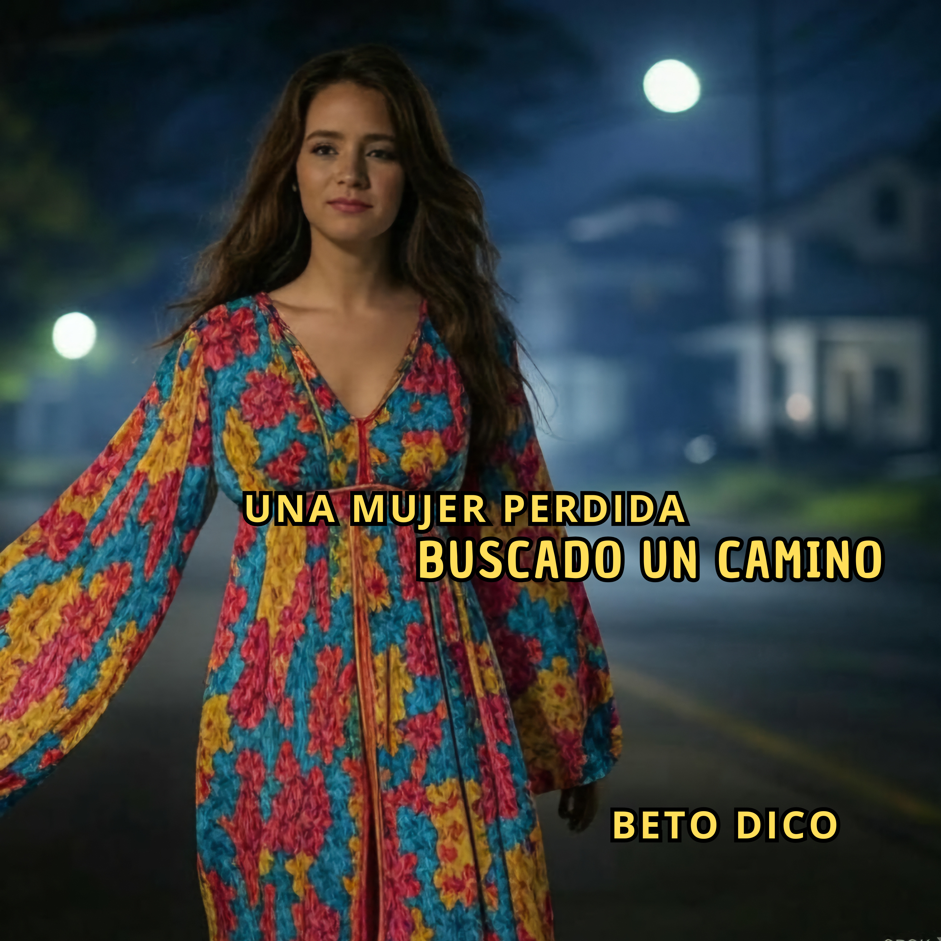 Una mujer perdida buscando un camino artwork