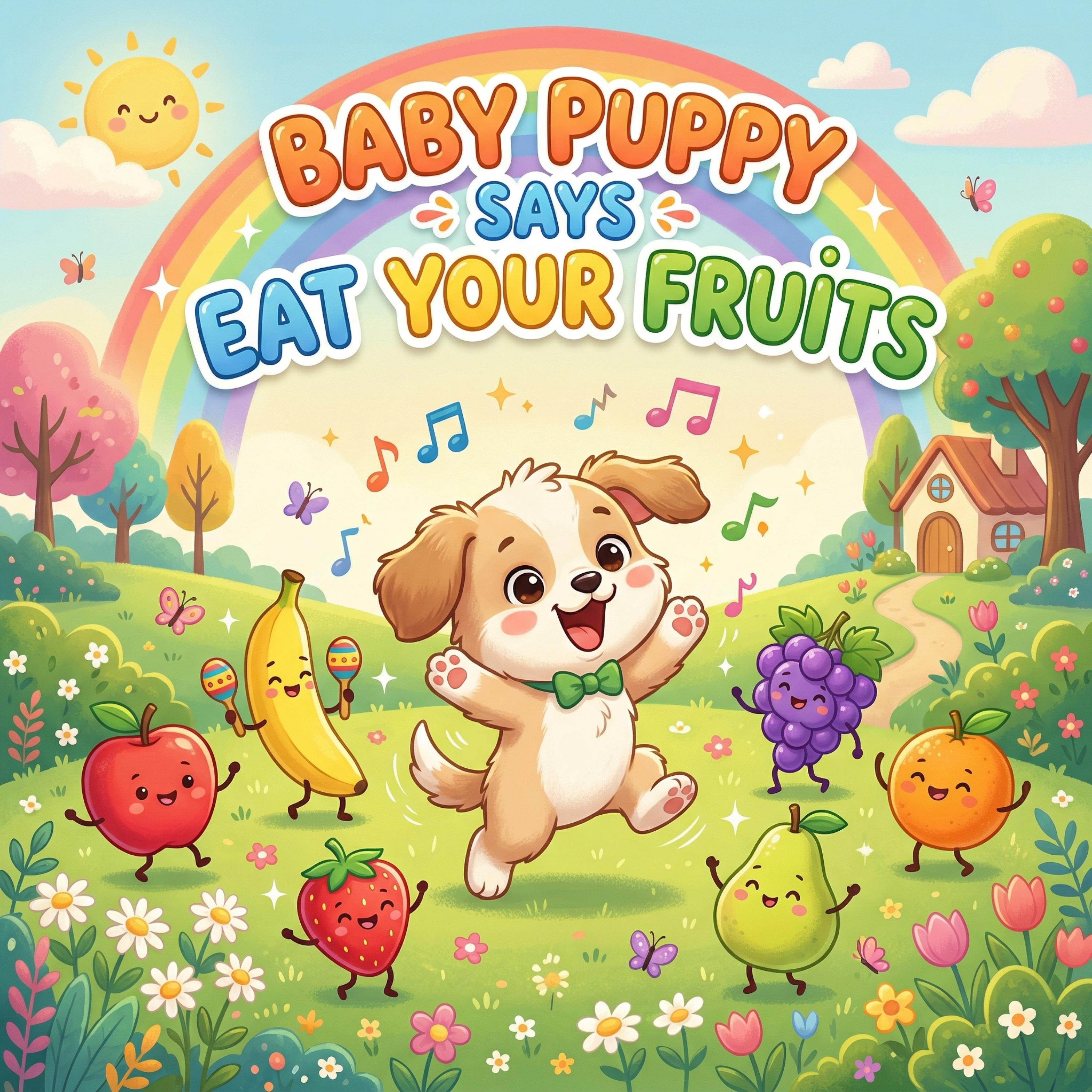 Baby Puppy Says Eat Your Fruits artwork