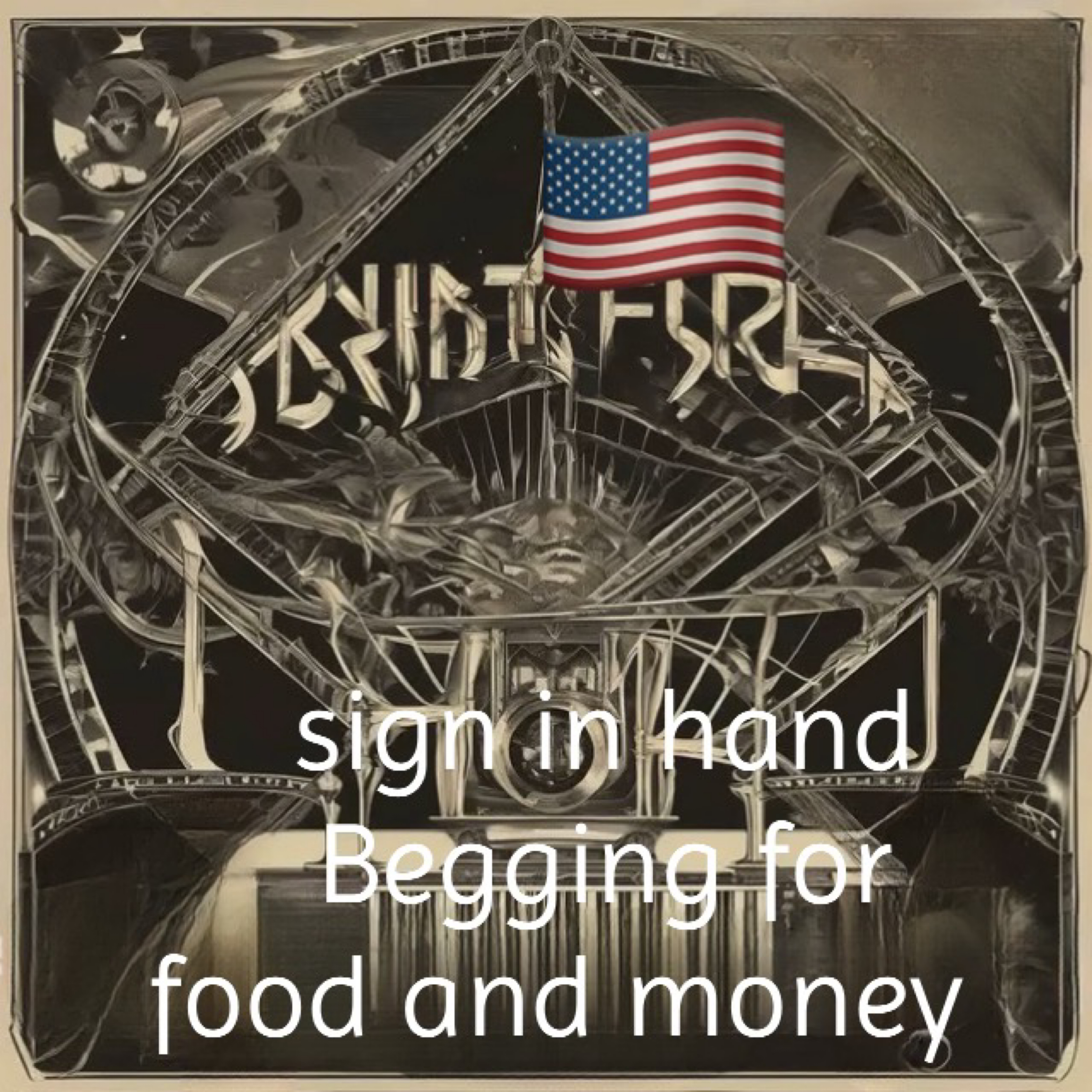 Signs In Hand, Begging For Food And Money artwork