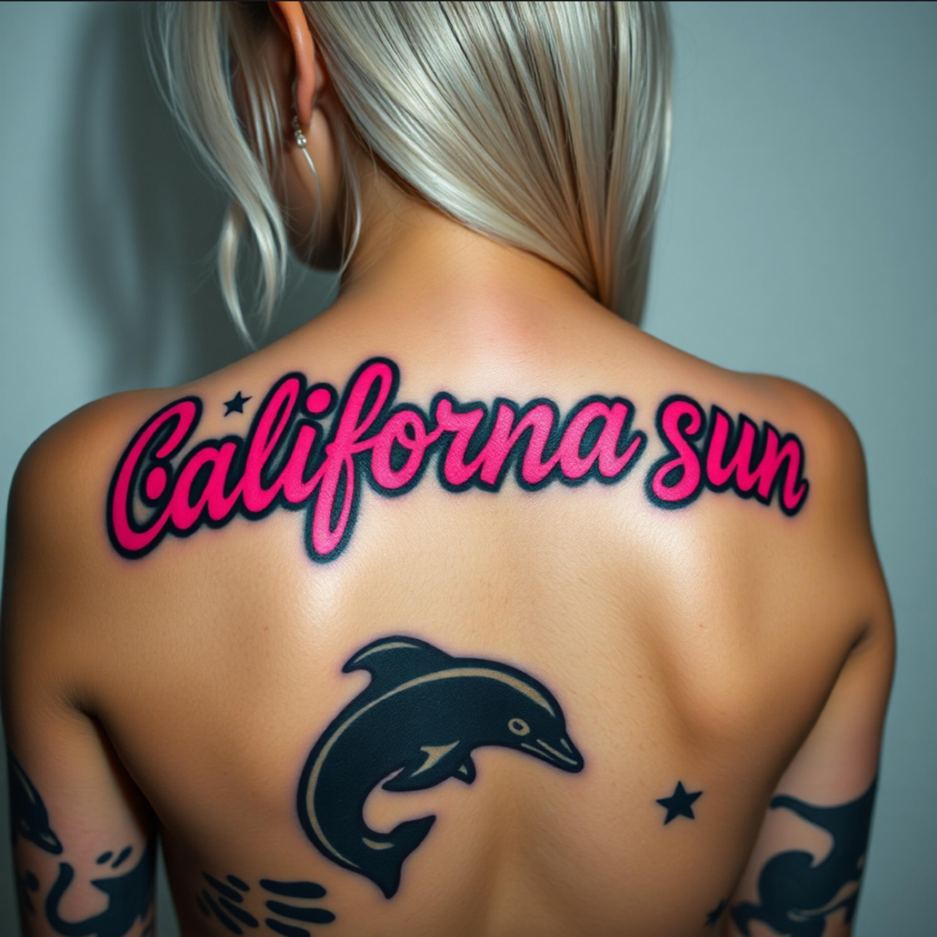california sun   pink dolphin artwork
