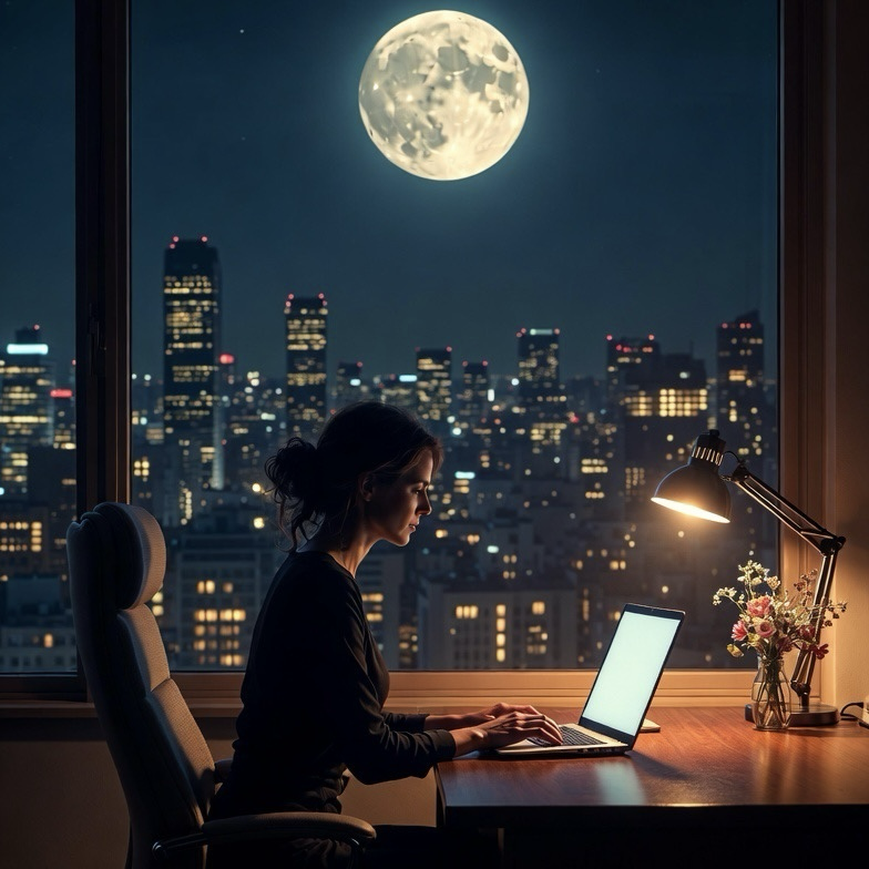 Office Window Moon by CityFlower Pop cover art