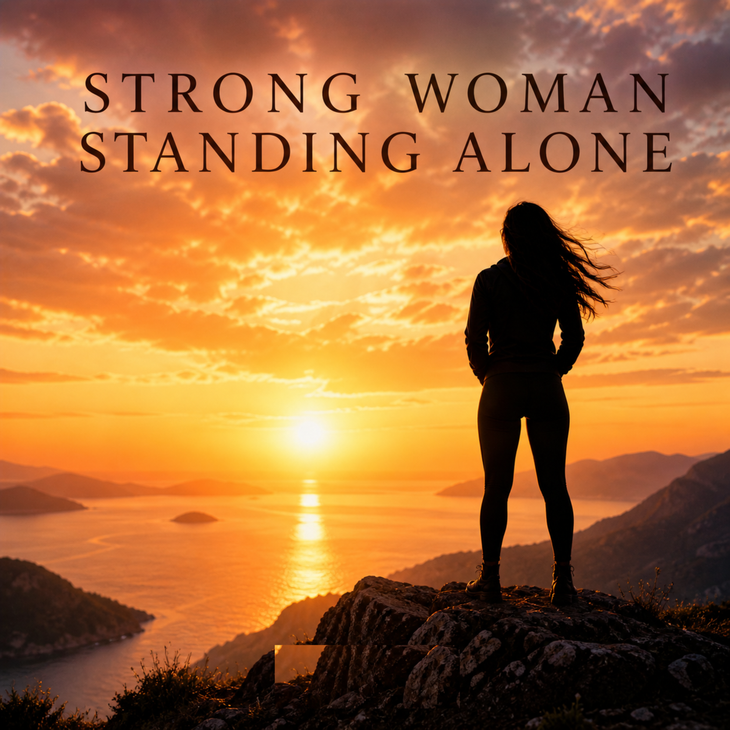strong woman standing alone artwork
