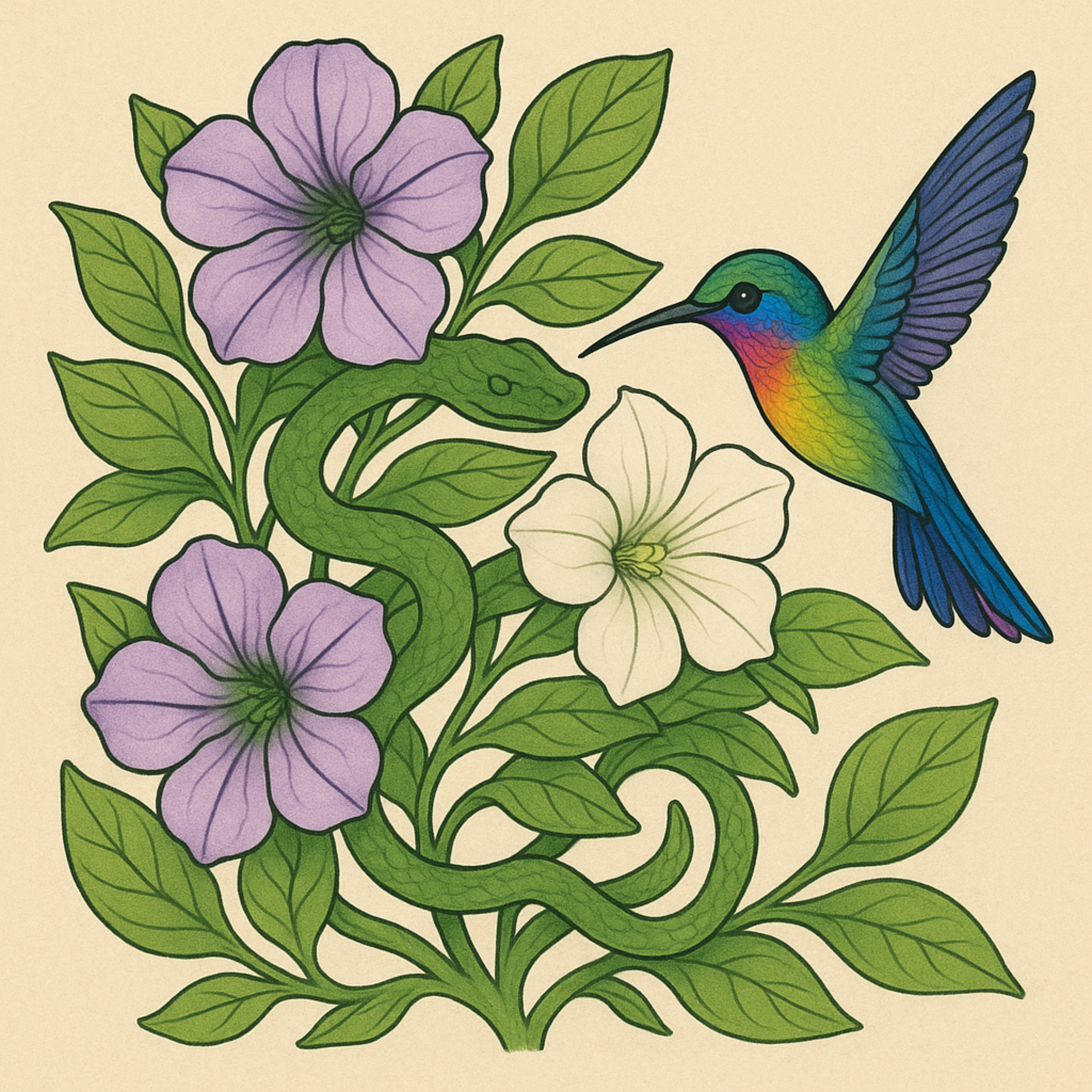 Canto da Serpente, das Flores e do Beija-flor artwork