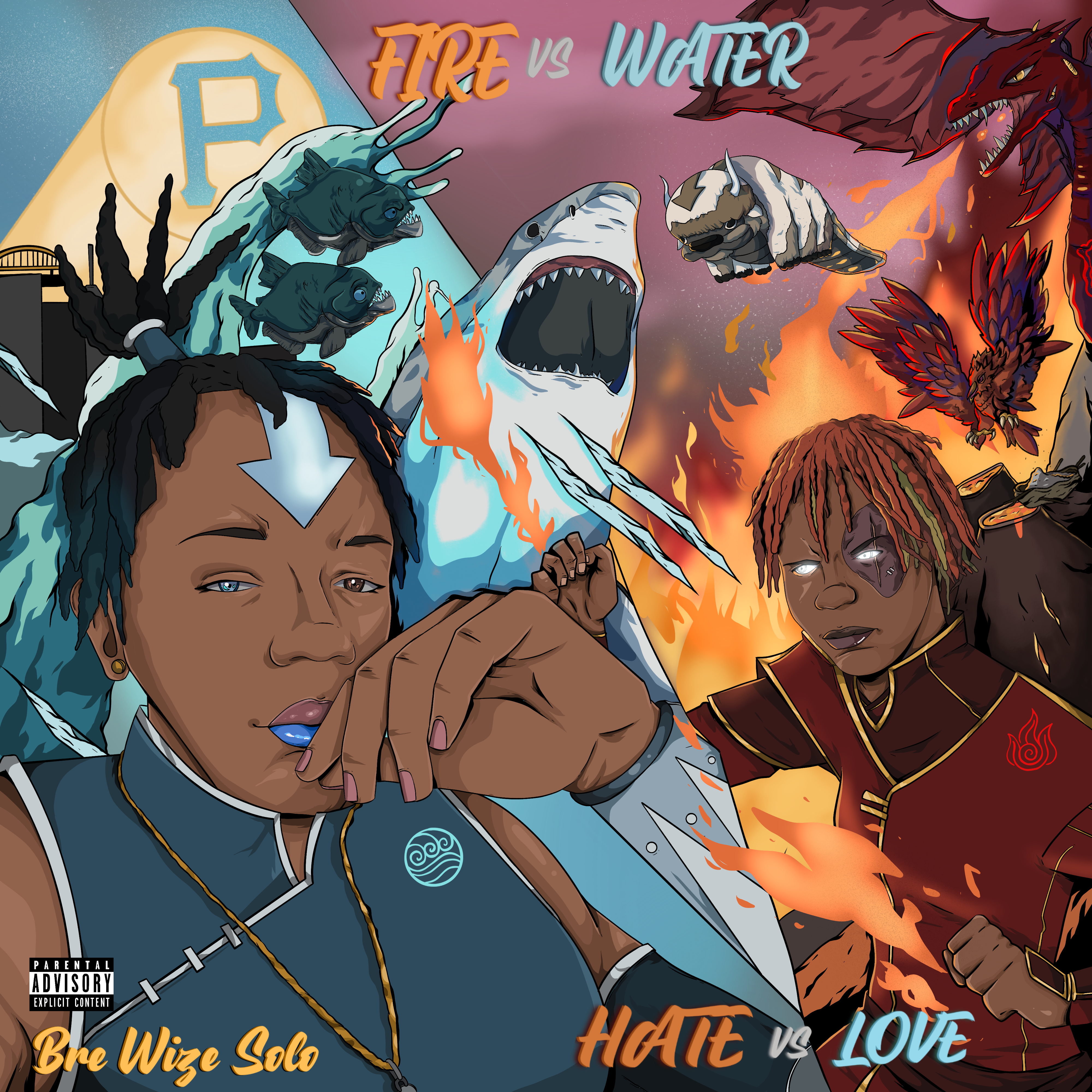 fire vs water artwork